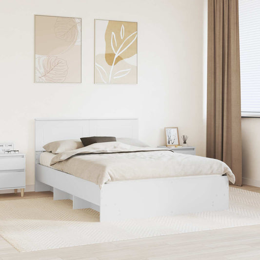 Bedframe met hoofdeinde Wit 160 x 200 cm Bewerkt hout is nu te koop bij PeponiXL, paradijselijk wonen!