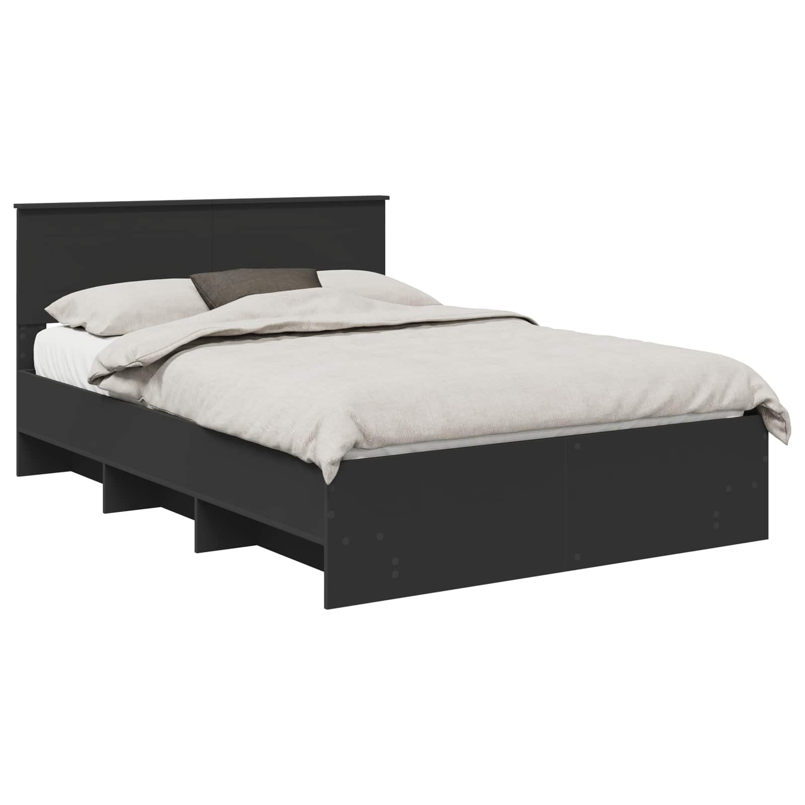 Bedframe met hoofdeinde Zwart 160 x 200 cm Bewerkt hout is nu te koop bij PeponiXL, paradijselijk wonen!