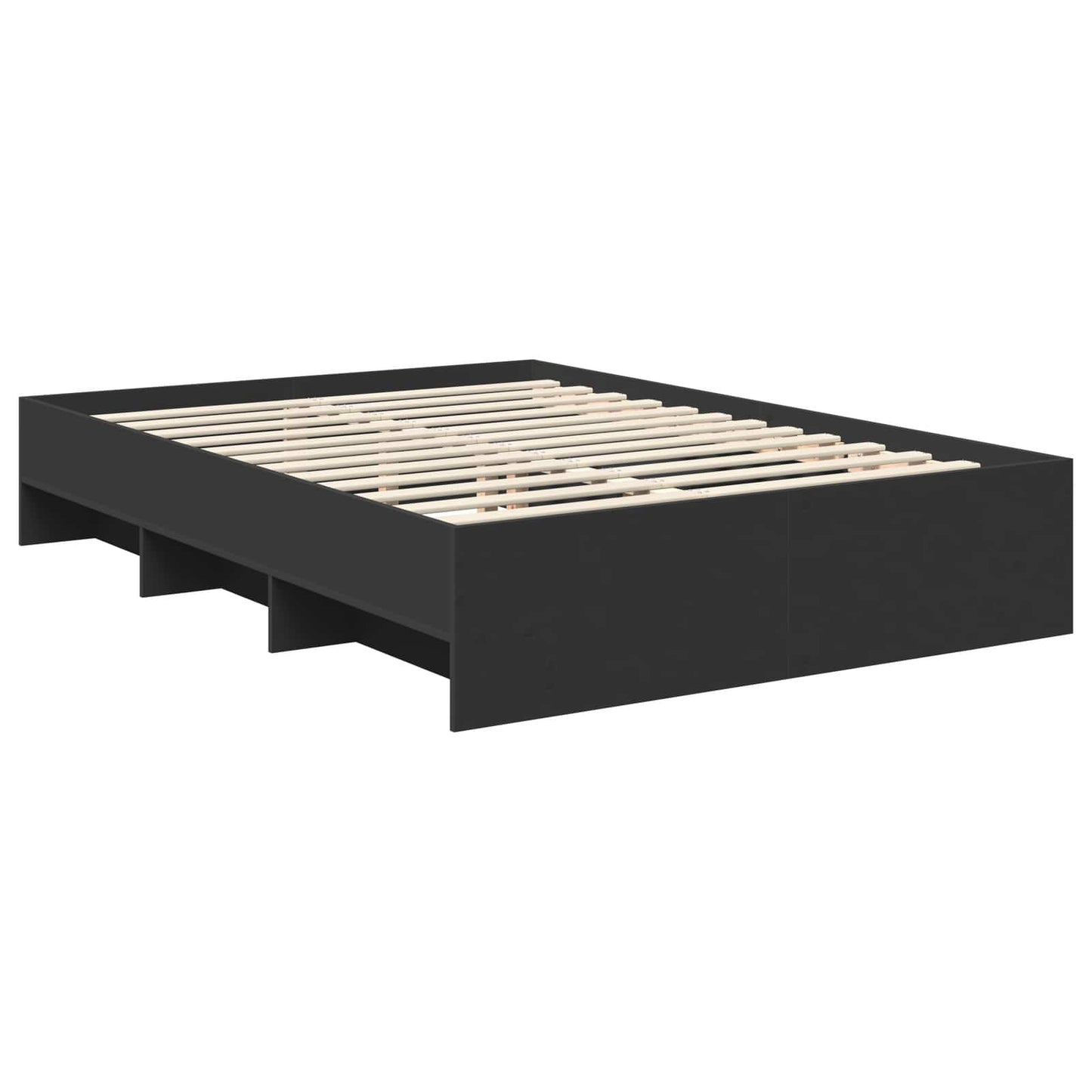 Bedframe met hoofdeinde Zwart 160 x 200 cm Bewerkt hout is nu te koop bij PeponiXL, paradijselijk wonen!