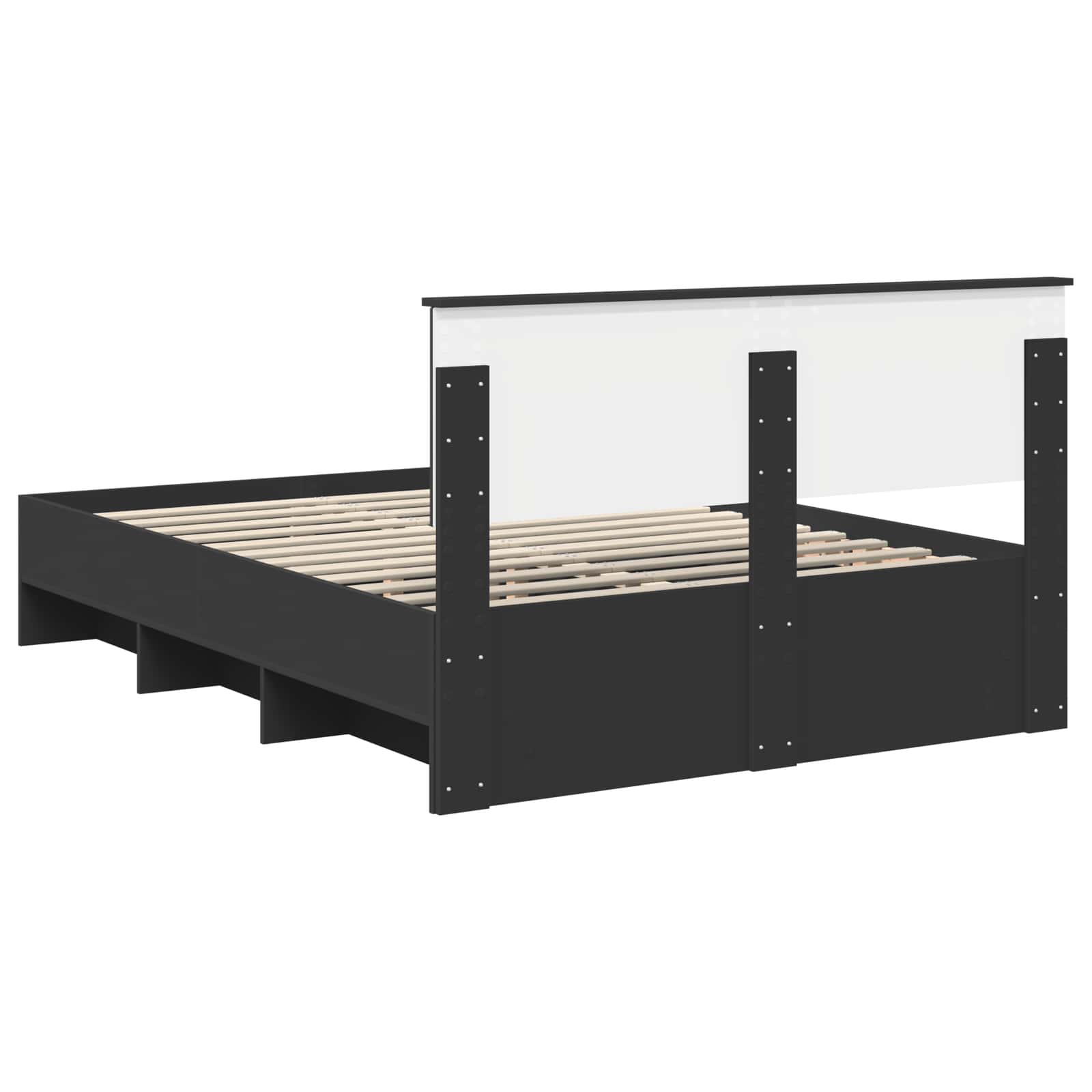 Bedframe met hoofdeinde Zwart 160 x 200 cm Bewerkt hout is nu te koop bij PeponiXL, paradijselijk wonen!