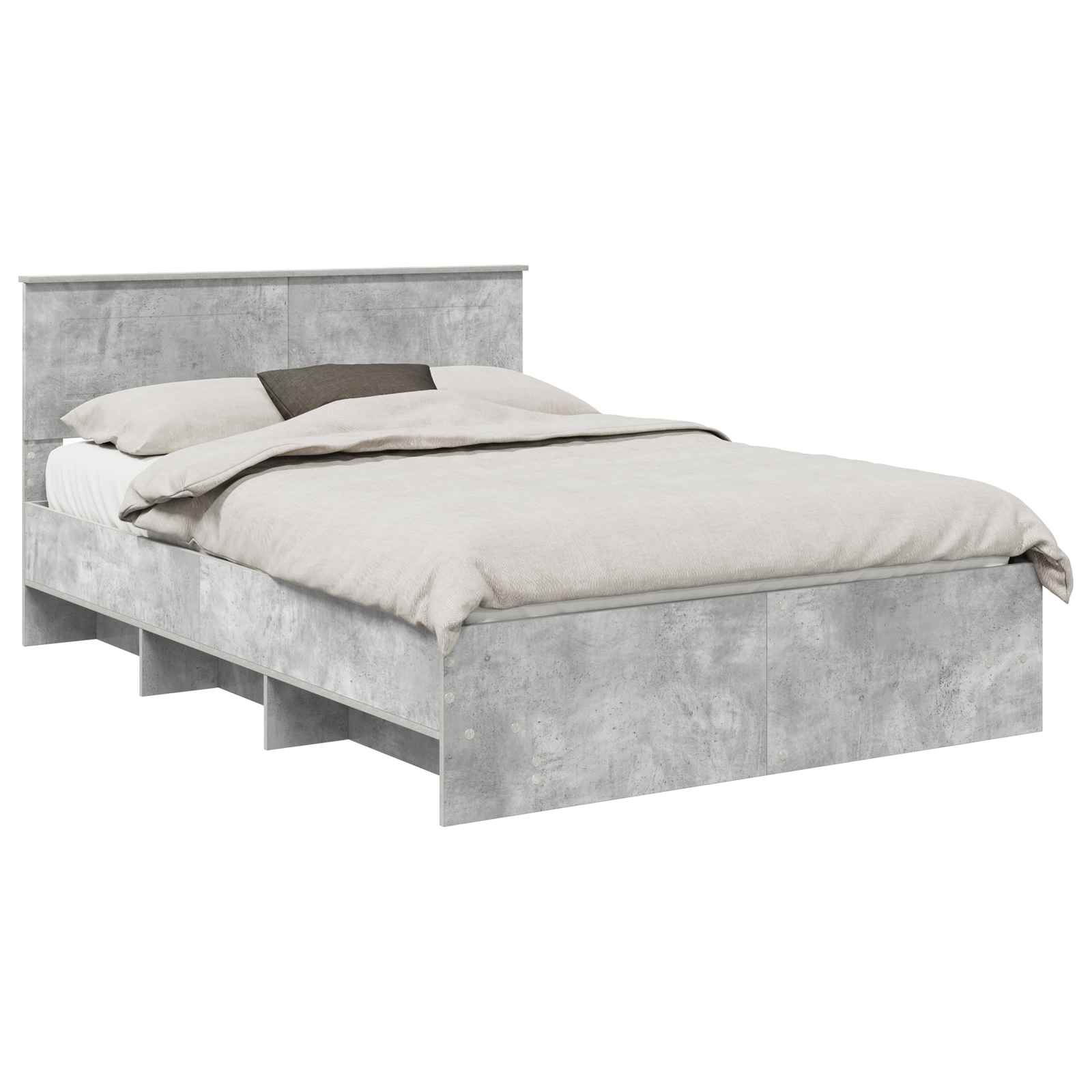 Bedframe met hoofdeinde Beton Grijs 160 x 200 cm Bewerkt hout is nu te koop bij PeponiXL, paradijselijk wonen!