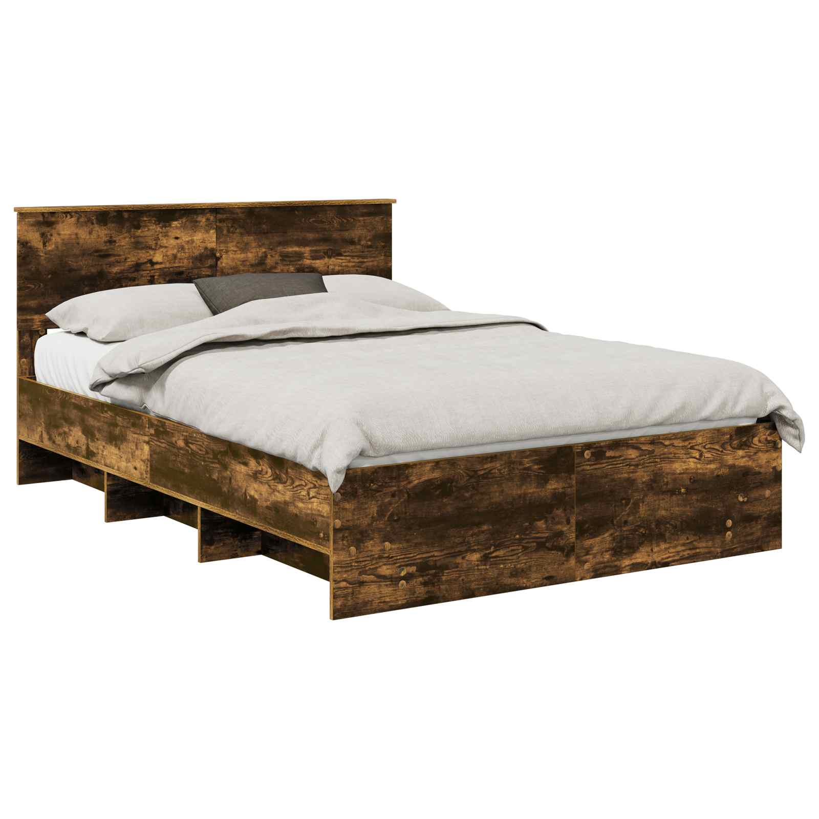 Bedframe met hoofdeinde Gerookt eiken 160 x 200 cm Bewerkt hout is nu te koop bij PeponiXL, paradijselijk wonen!