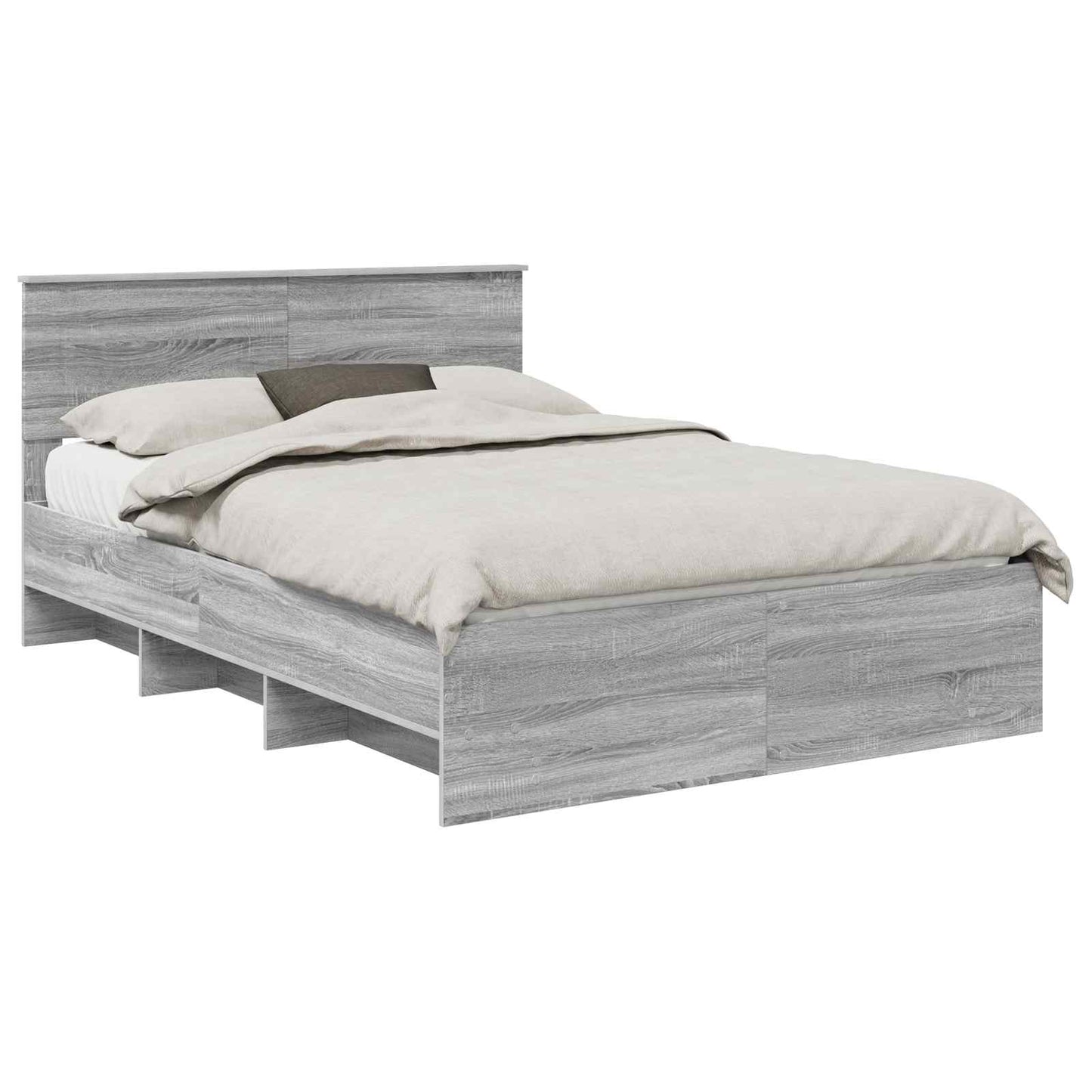 Bedframe met hoofdeinde Grijs Sonoma 160 x 200 cm Bewerkt hout is nu te koop bij PeponiXL, paradijselijk wonen!