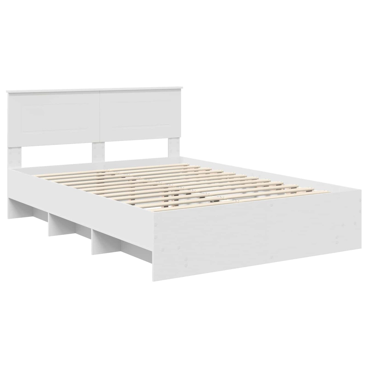 Bedframe met hoofdeinde Wit 150 x 200 cm Bewerkt hout is nu te koop bij PeponiXL, paradijselijk wonen!