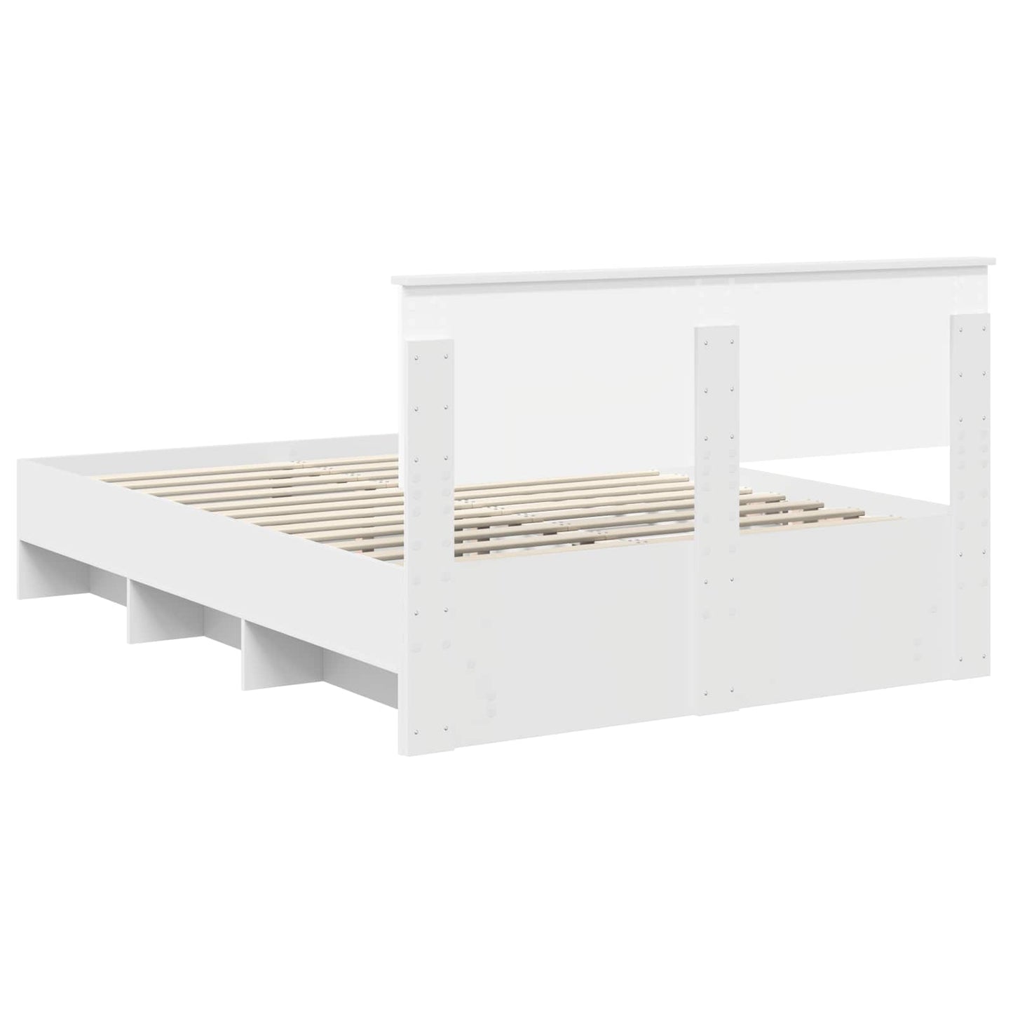 Bedframe met hoofdeinde Wit 150 x 200 cm Bewerkt hout is nu te koop bij PeponiXL, paradijselijk wonen!