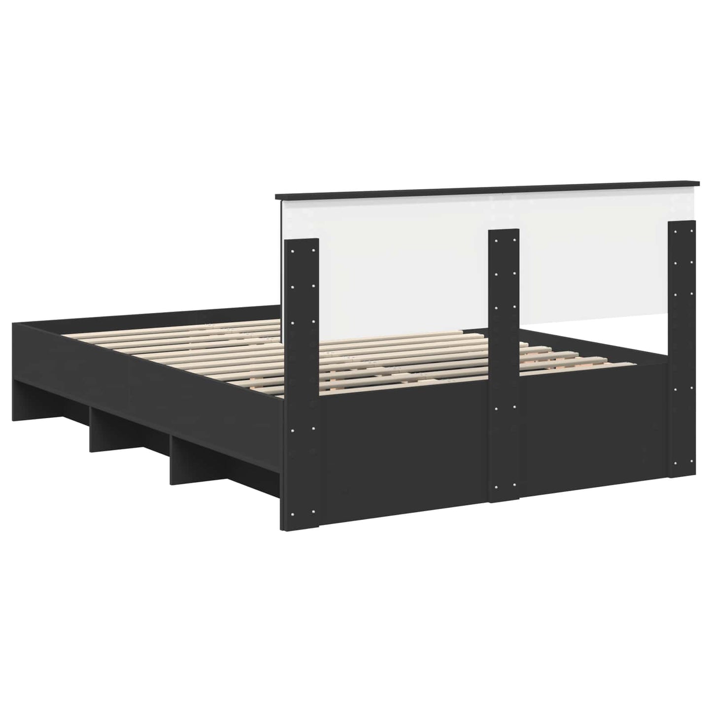 Bedframe met hoofdeinde Zwart 150 x 200 cm Bewerkt hout is nu te koop bij PeponiXL, paradijselijk wonen!