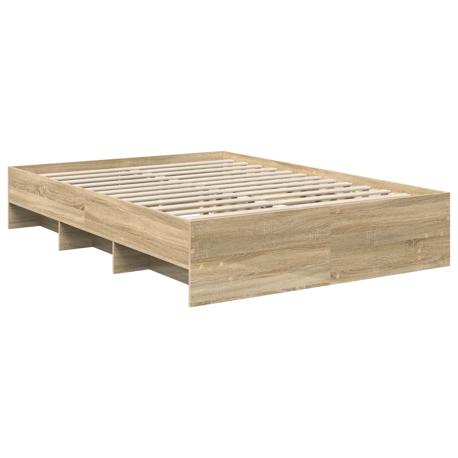 Bedframe met hoofdeinde Sonoma Eiken 150 x 200 cm Bewerkt hout is nu te koop bij PeponiXL, paradijselijk wonen!