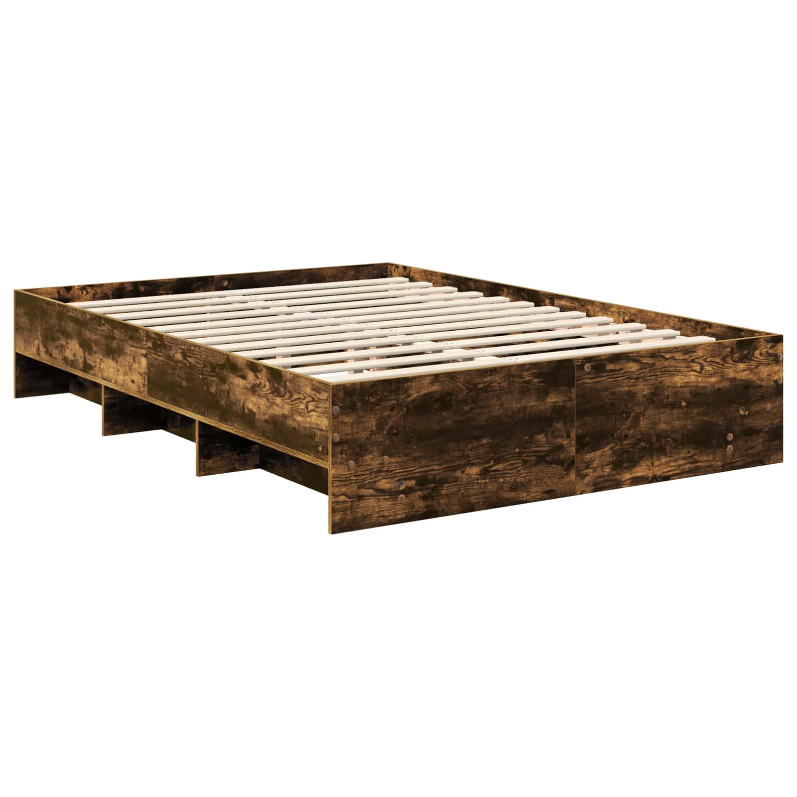 Bedframe met hoofdeinde Gerookt eiken 150 x 200 cm Bewerkt hout is nu te koop bij PeponiXL, paradijselijk wonen!