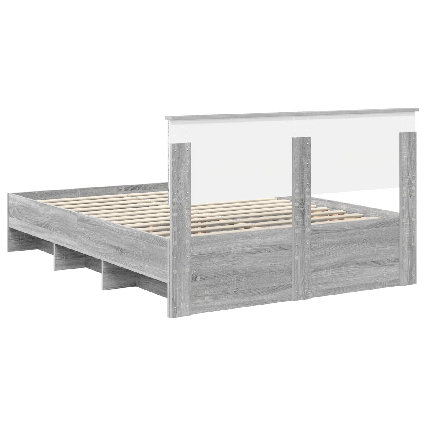 Bedframe met hoofdeinde Grijs Sonoma 150 x 200 cm Bewerkt hout is nu te koop bij PeponiXL, paradijselijk wonen!