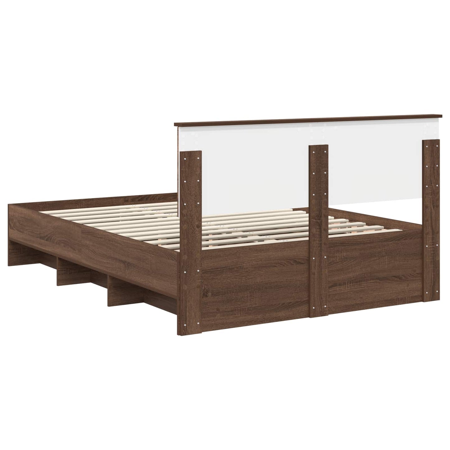Bedframe met hoofdeinde Bruin Eiken 150 x 200 cm Bewerkt hout is nu te koop bij PeponiXL, paradijselijk wonen!