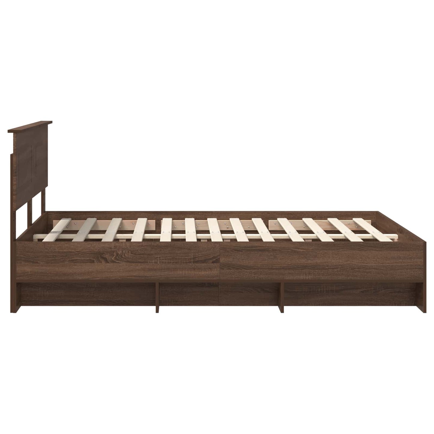 Bedframe met hoofdeinde Bruin Eiken 150 x 200 cm Bewerkt hout is nu te koop bij PeponiXL, paradijselijk wonen!