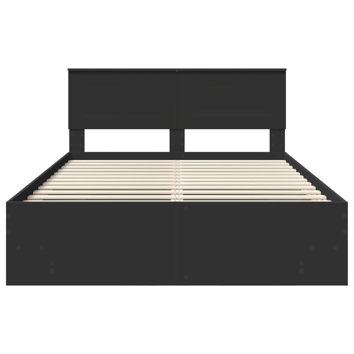Bedframe met hoofdeinde Zwart 140 x 200 cm Bewerkt hout is nu te koop bij PeponiXL, paradijselijk wonen!