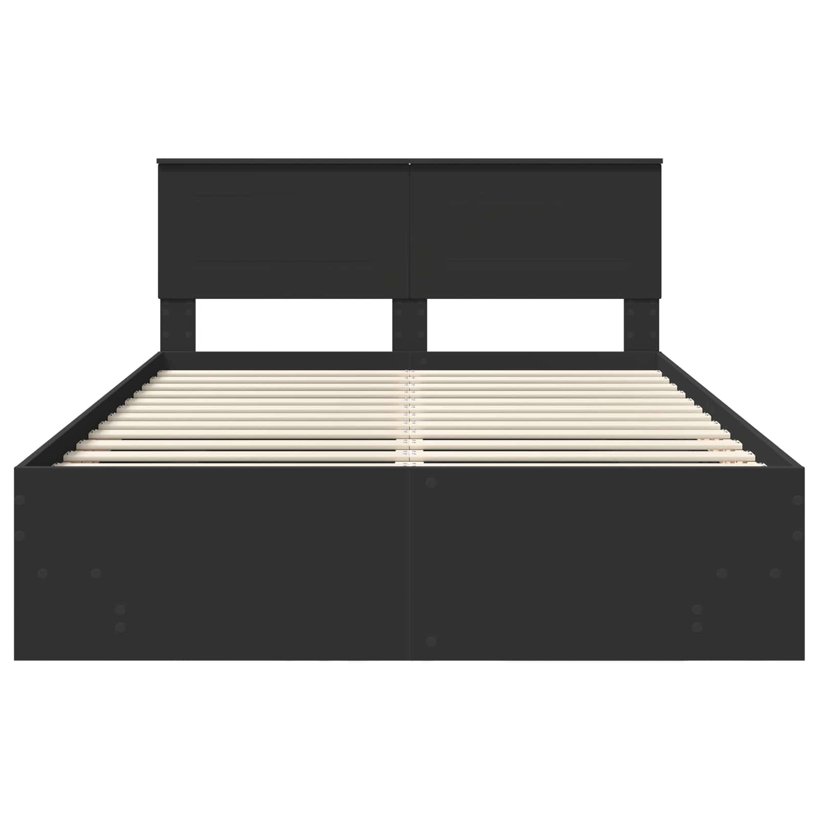 Bedframe met hoofdeinde Zwart 140 x 200 cm Bewerkt hout is nu te koop bij PeponiXL, paradijselijk wonen!