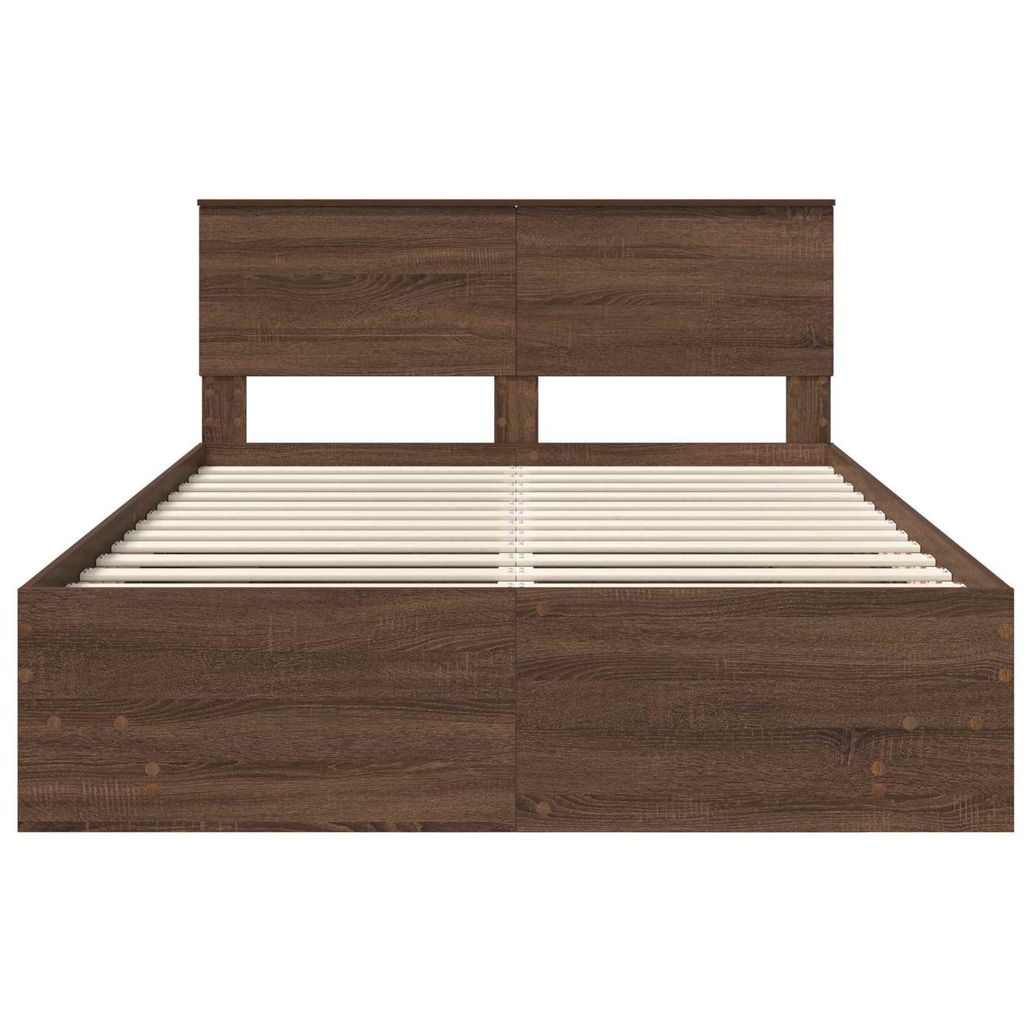 Bedframe met hoofdeinde Bruin Eiken 140 x 200 cm Bewerkt hout is nu te koop bij PeponiXL, paradijselijk wonen!