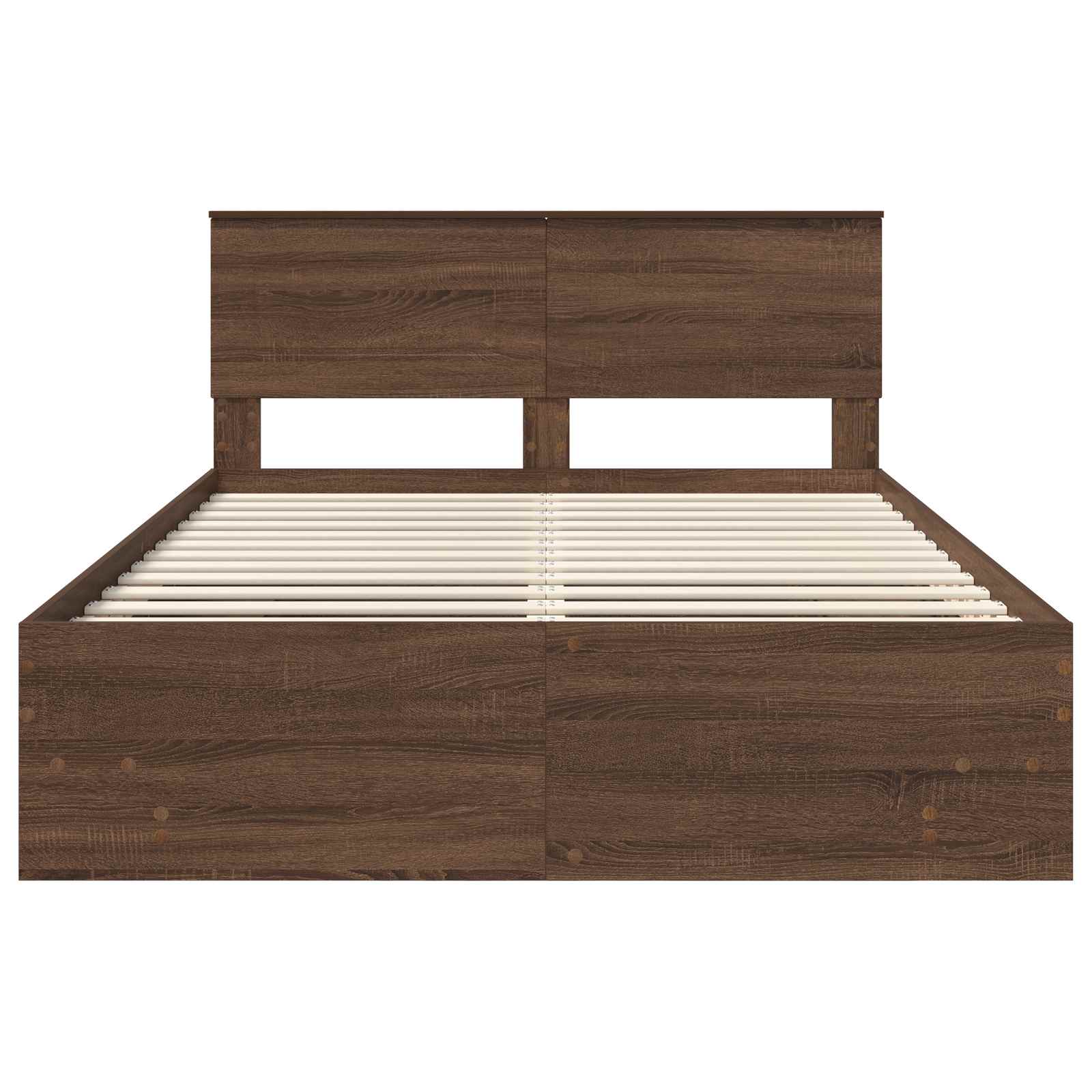 Bedframe met hoofdeinde Bruin Eiken 140 x 200 cm Bewerkt hout is nu te koop bij PeponiXL, paradijselijk wonen!
