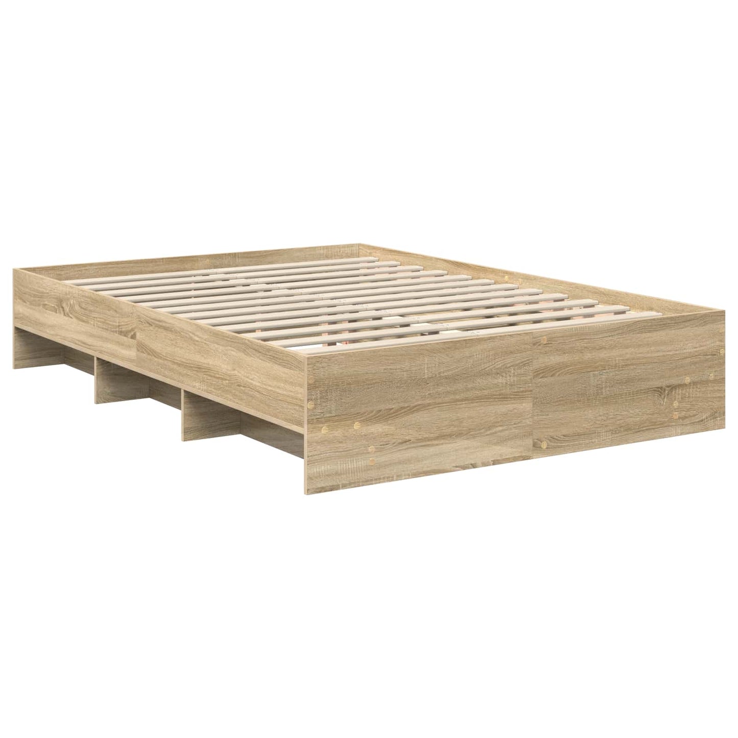 Bedframe met hoofdeinde Sonoma Eiken 140 x 200 cm Bewerkt hout is nu te koop bij PeponiXL, paradijselijk wonen!