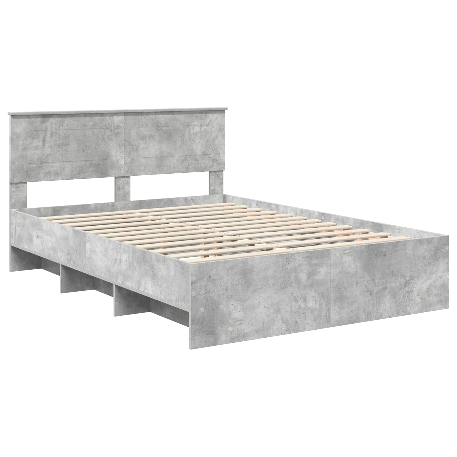 Bedframe met hoofdeinde Beton Grijs 140 x 200 cm Bewerkt hout is nu te koop bij PeponiXL, paradijselijk wonen!