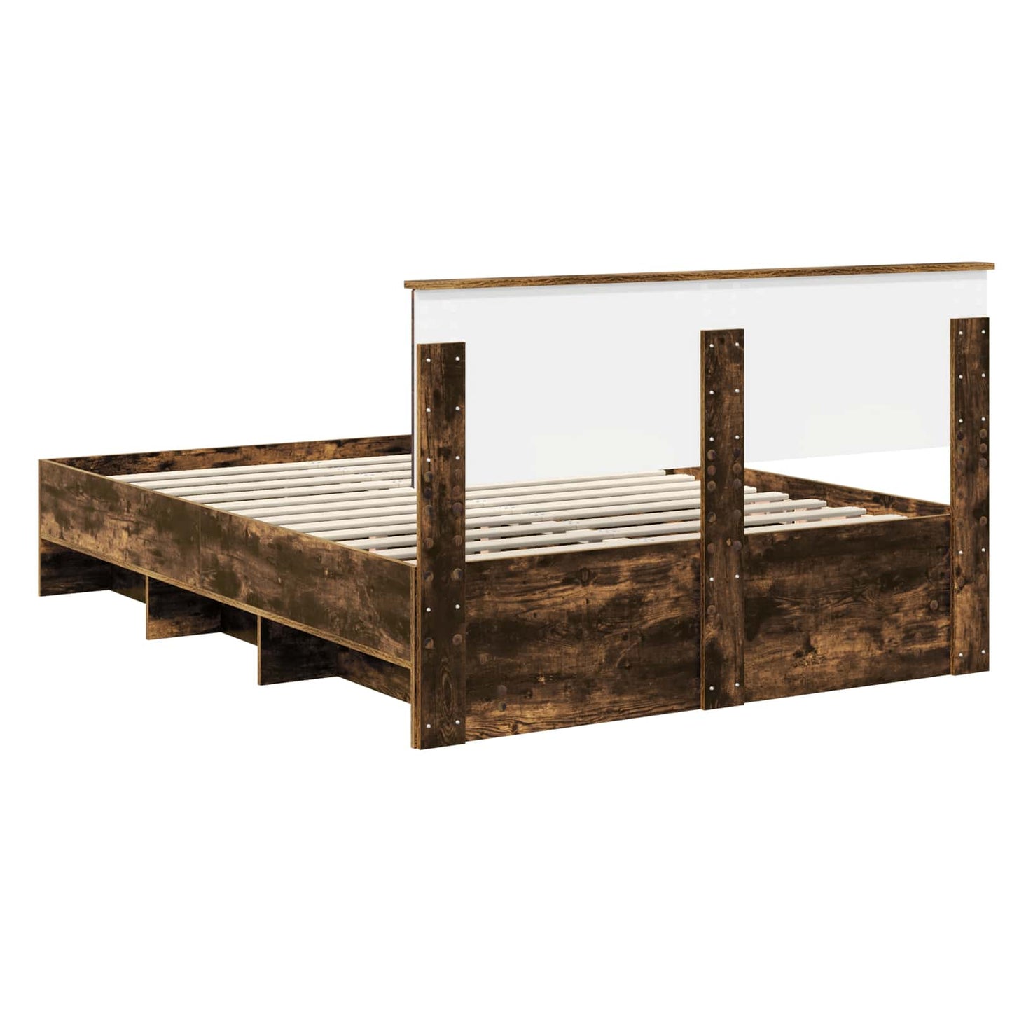 Bedframe met hoofdeinde Gerookt eiken 140 x 200 cm Bewerkt hout is nu te koop bij PeponiXL, paradijselijk wonen!