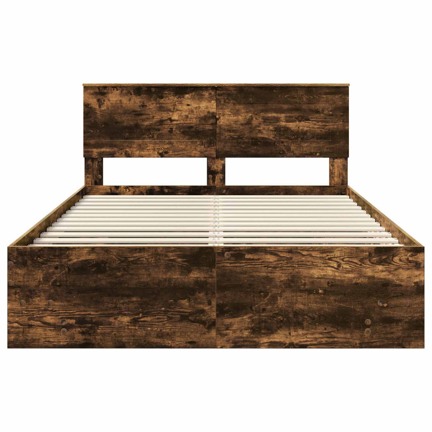 Bedframe met hoofdeinde Gerookt eiken 140 x 200 cm Bewerkt hout is nu te koop bij PeponiXL, paradijselijk wonen!