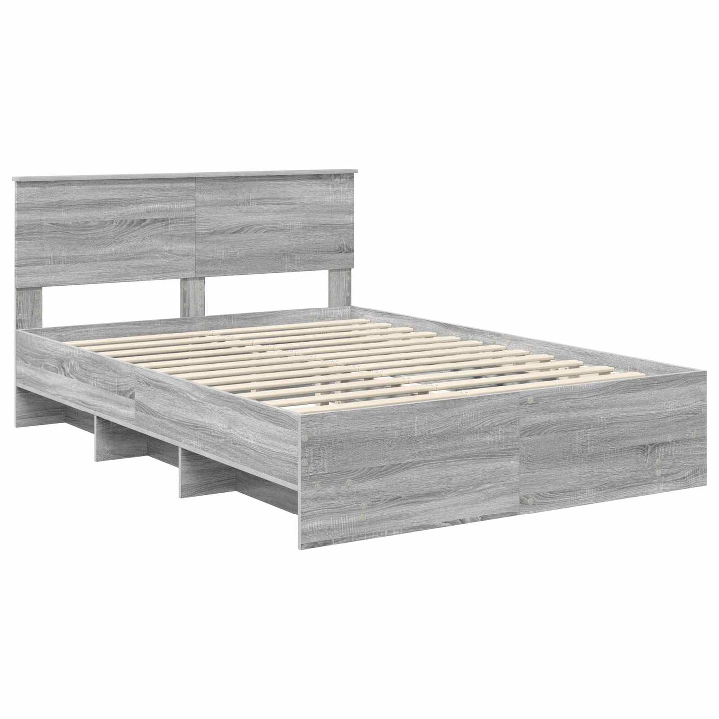 Bedframe met hoofdeinde Grijs Sonoma 140 x 200 cm Bewerkt hout is nu te koop bij PeponiXL, paradijselijk wonen!
