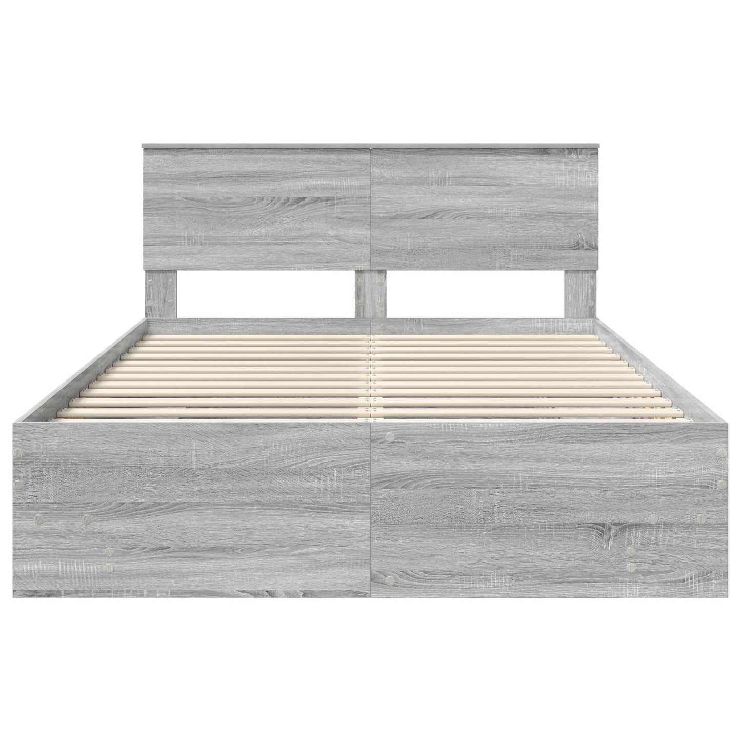 Bedframe met hoofdeinde Grijs Sonoma 140 x 200 cm Bewerkt hout is nu te koop bij PeponiXL, paradijselijk wonen!