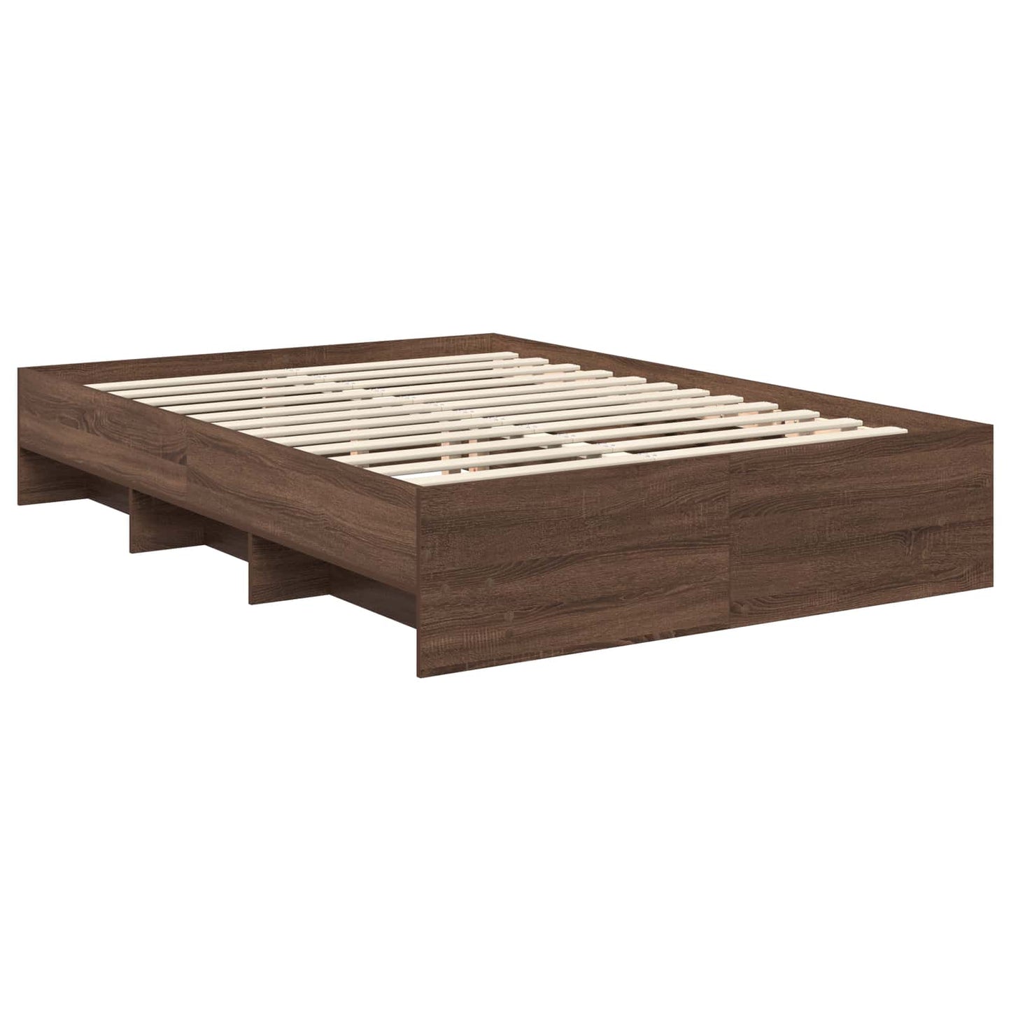Bedframe met hoofdeinde Bruin Eiken 140 x 200 cm Bewerkt hout is nu te koop bij PeponiXL, paradijselijk wonen!