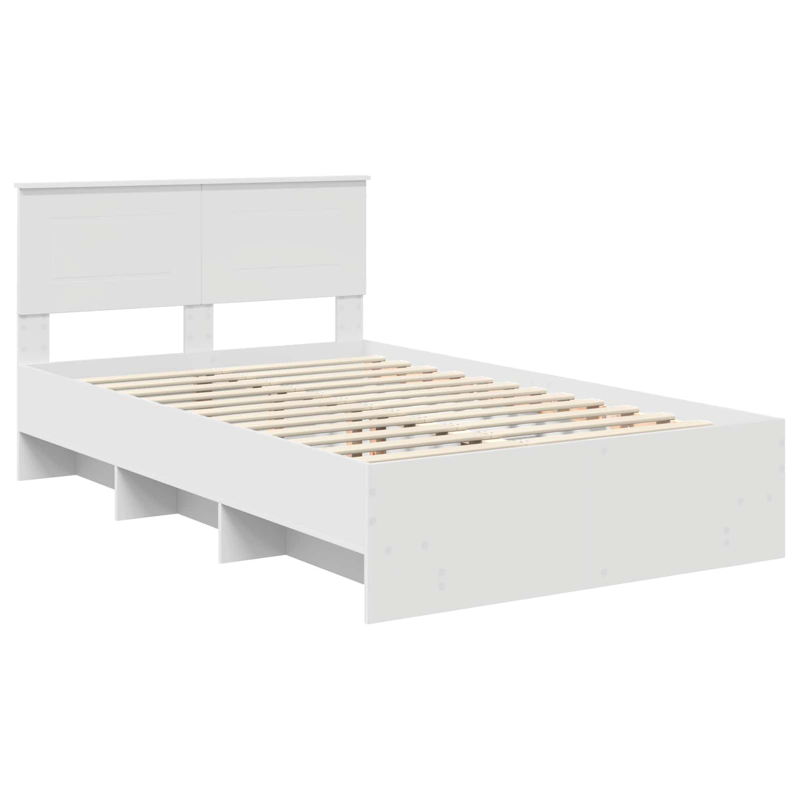 Bedframe met hoofdeinde Wit 137 x 203 cm Bewerkt hout is nu te koop bij PeponiXL, paradijselijk wonen!