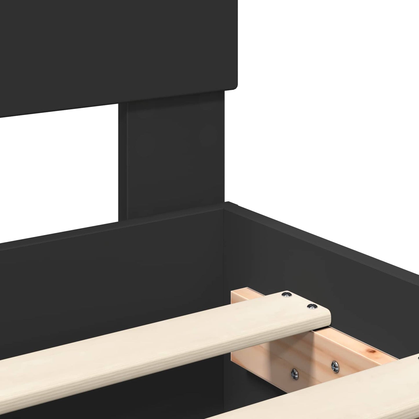 Bedframe met hoofdeinde Zwart 137 x 203 cm Bewerkt hout is nu te koop bij PeponiXL, paradijselijk wonen!