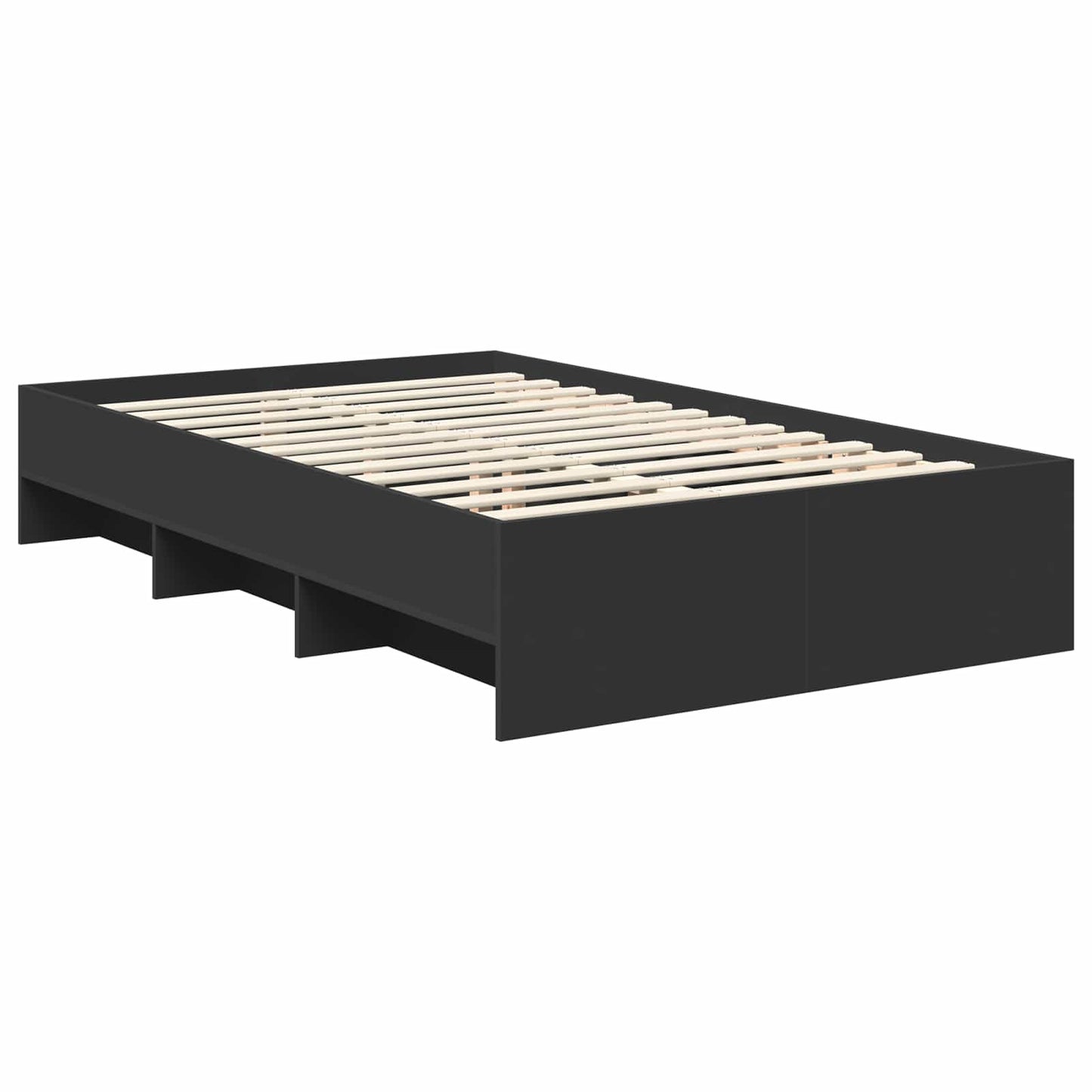 Bedframe met hoofdeinde Zwart 137 x 203 cm Bewerkt hout is nu te koop bij PeponiXL, paradijselijk wonen!