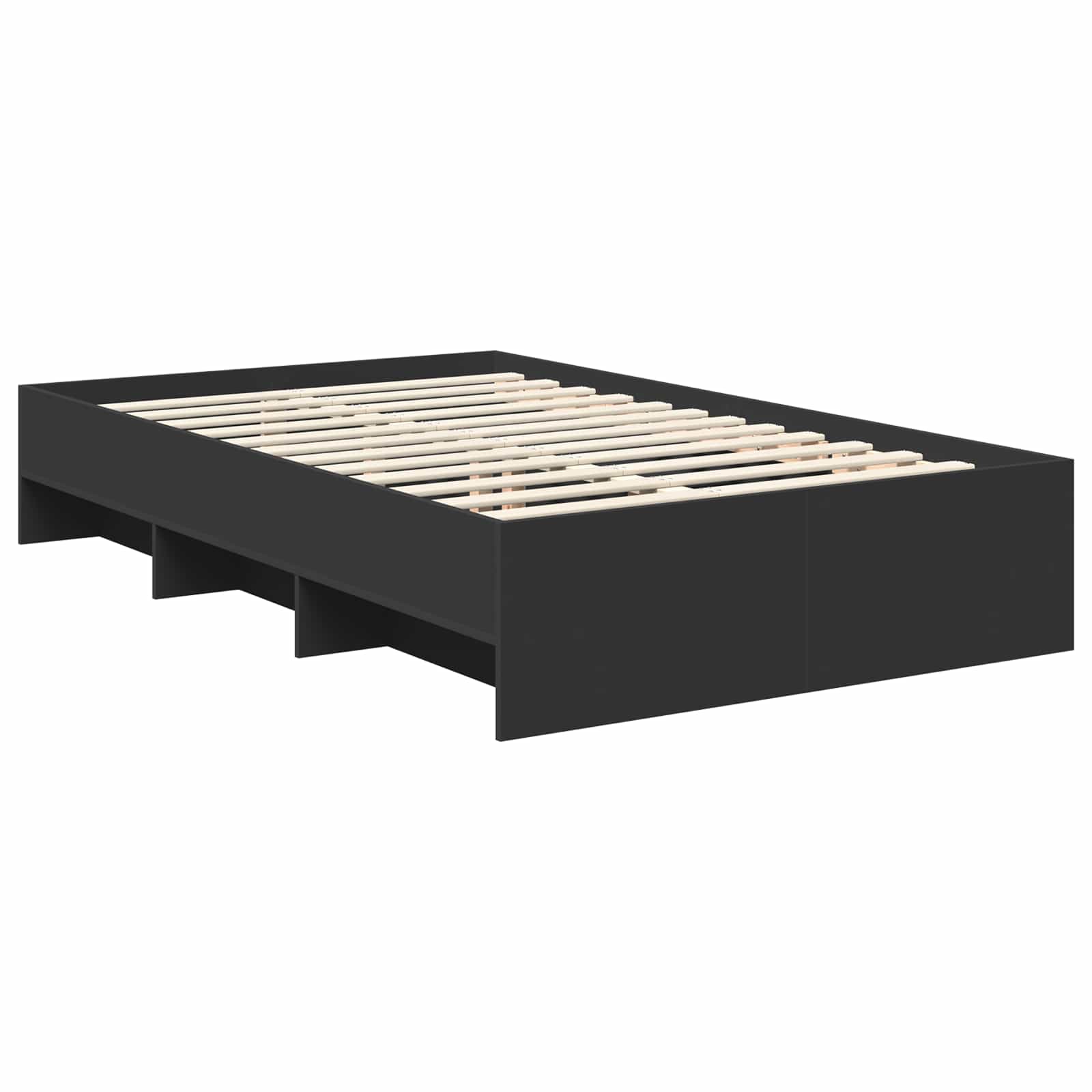 Bedframe met hoofdeinde Zwart 137 x 203 cm Bewerkt hout is nu te koop bij PeponiXL, paradijselijk wonen!