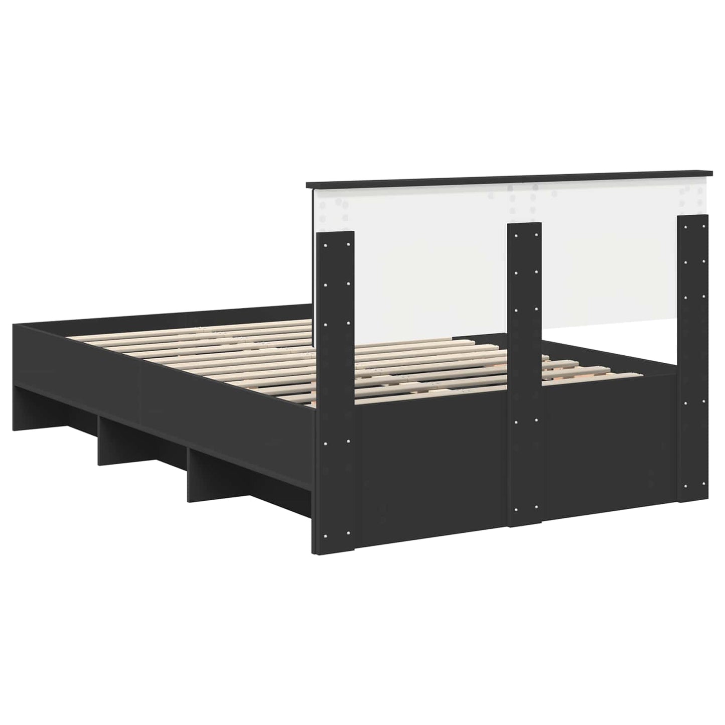 Bedframe met hoofdeinde Zwart 137 x 203 cm Bewerkt hout is nu te koop bij PeponiXL, paradijselijk wonen!