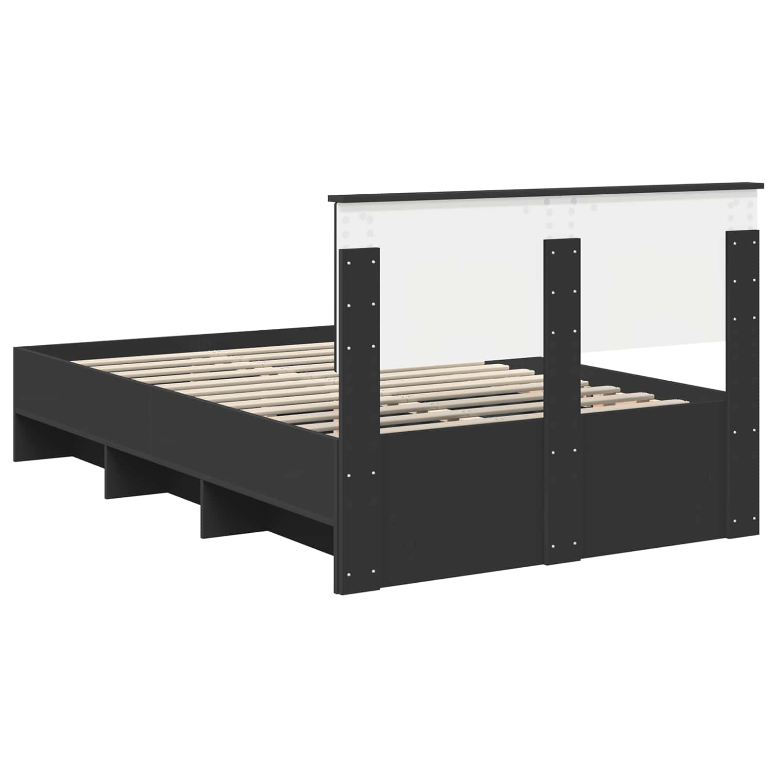 Bedframe met hoofdeinde Zwart 137 x 203 cm Bewerkt hout is nu te koop bij PeponiXL, paradijselijk wonen!
