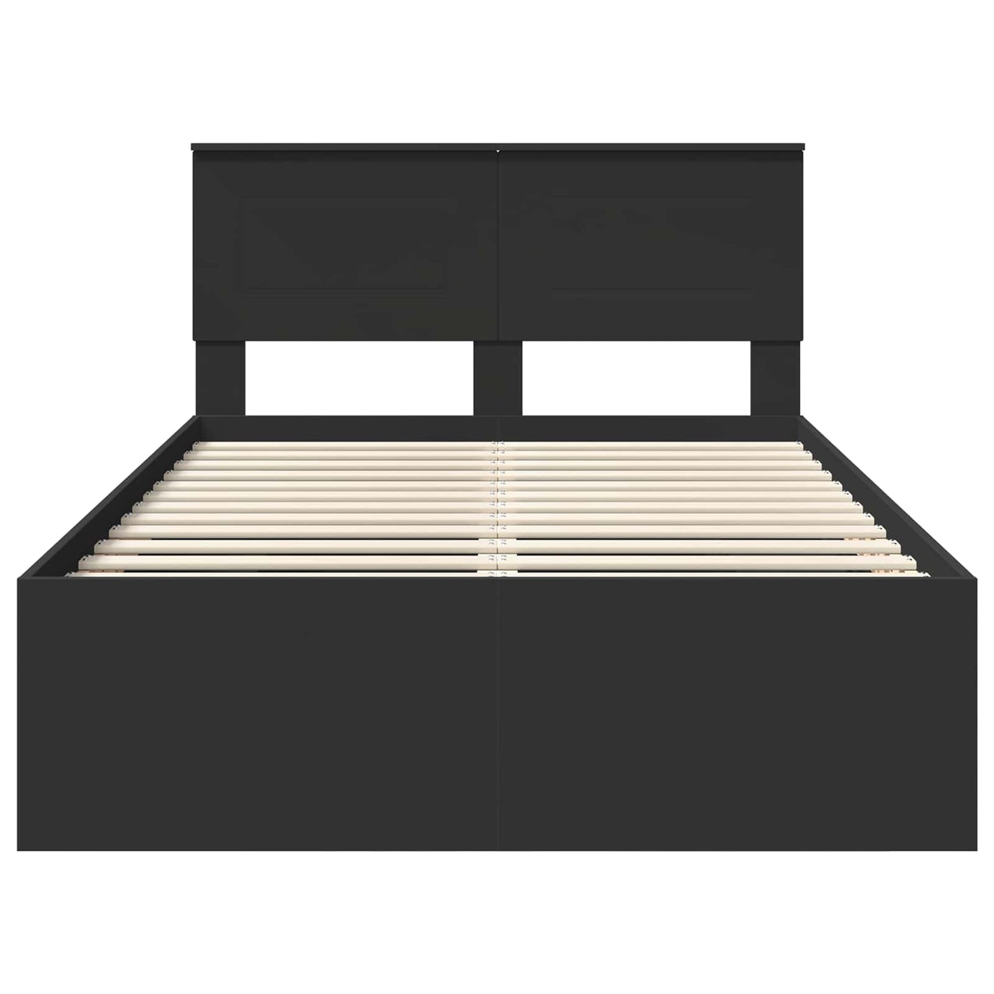 Bedframe met hoofdeinde Zwart 137 x 203 cm Bewerkt hout is nu te koop bij PeponiXL, paradijselijk wonen!