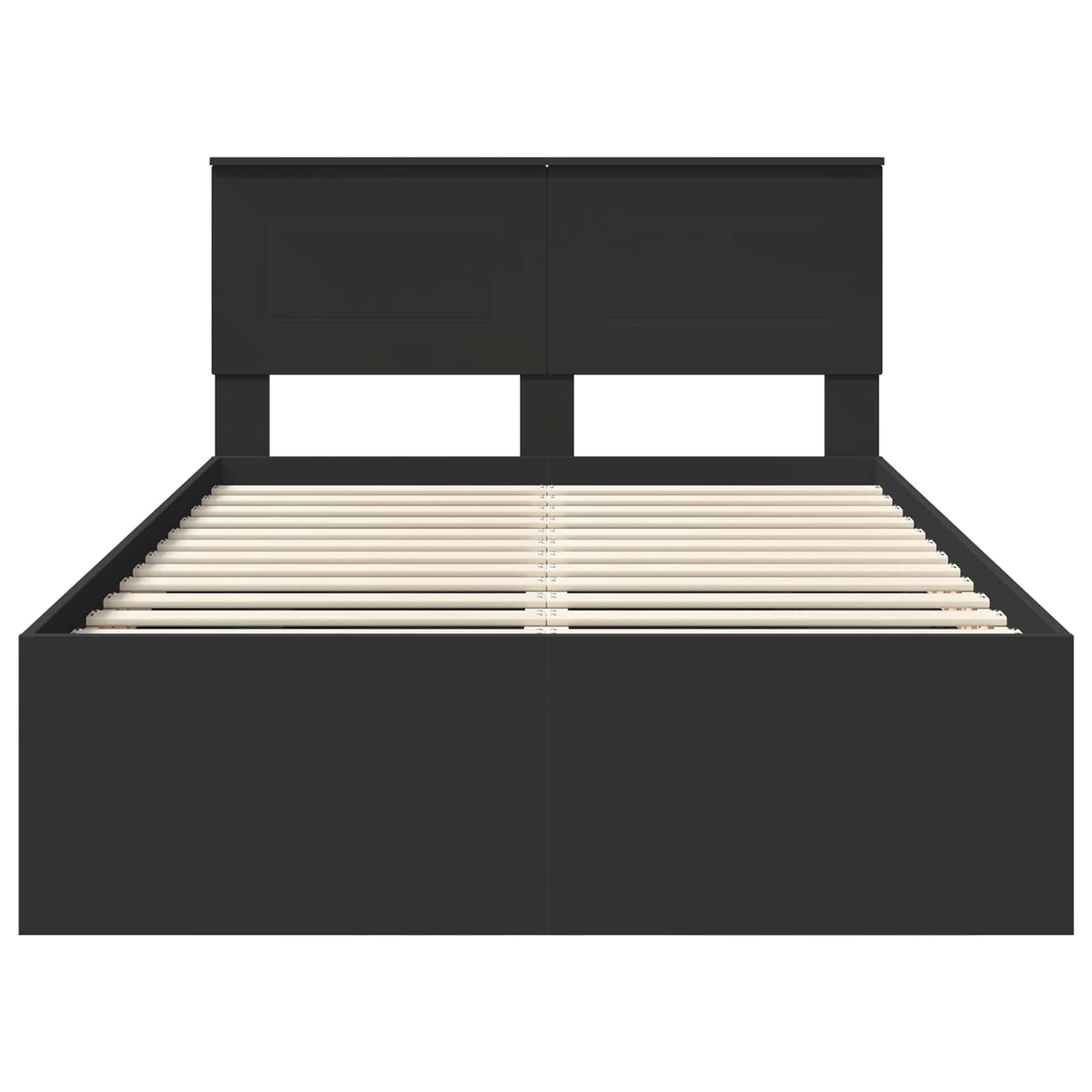 Bedframe met hoofdeinde Zwart 137 x 203 cm Bewerkt hout is nu te koop bij PeponiXL, paradijselijk wonen!