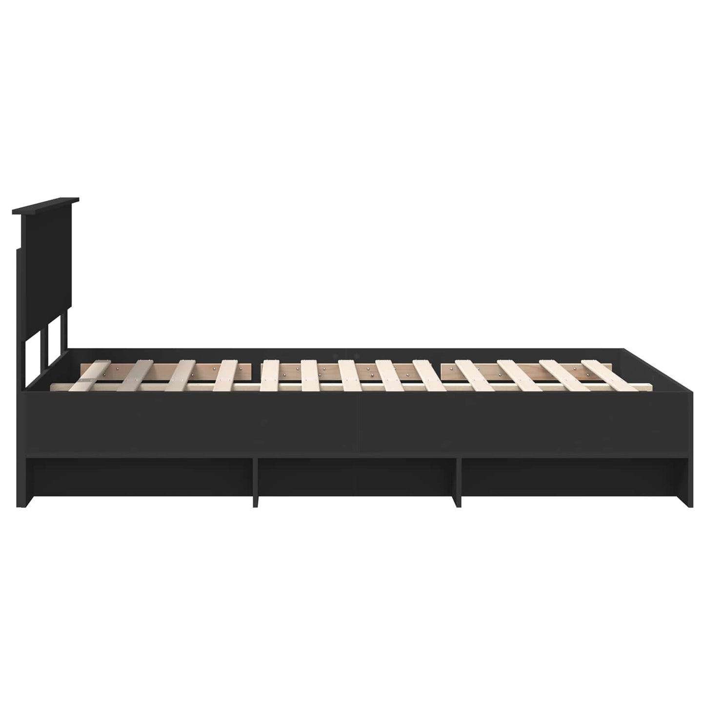 Bedframe met hoofdeinde Zwart 137 x 203 cm Bewerkt hout is nu te koop bij PeponiXL, paradijselijk wonen!