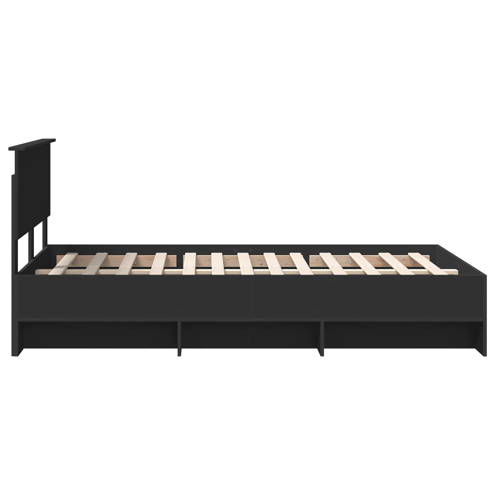 Bedframe met hoofdeinde Zwart 137 x 203 cm Bewerkt hout is nu te koop bij PeponiXL, paradijselijk wonen!