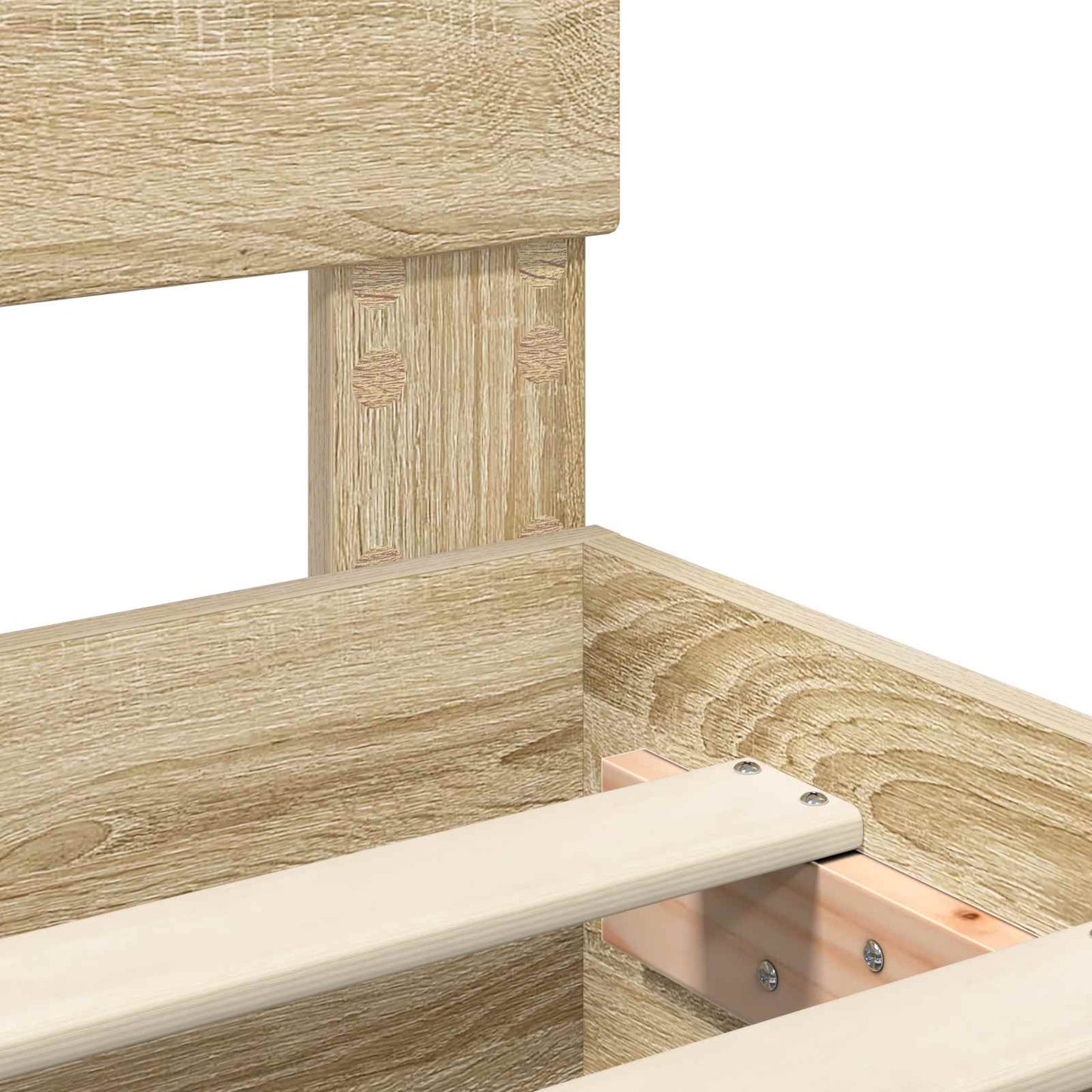 Bedframe met hoofdeinde Sonoma Eiken 137 x 203 cm Bewerkt hout is nu te koop bij PeponiXL, paradijselijk wonen!