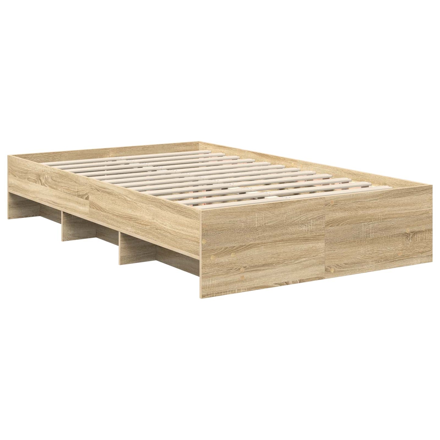 Bedframe met hoofdeinde Sonoma Eiken 137 x 203 cm Bewerkt hout is nu te koop bij PeponiXL, paradijselijk wonen!