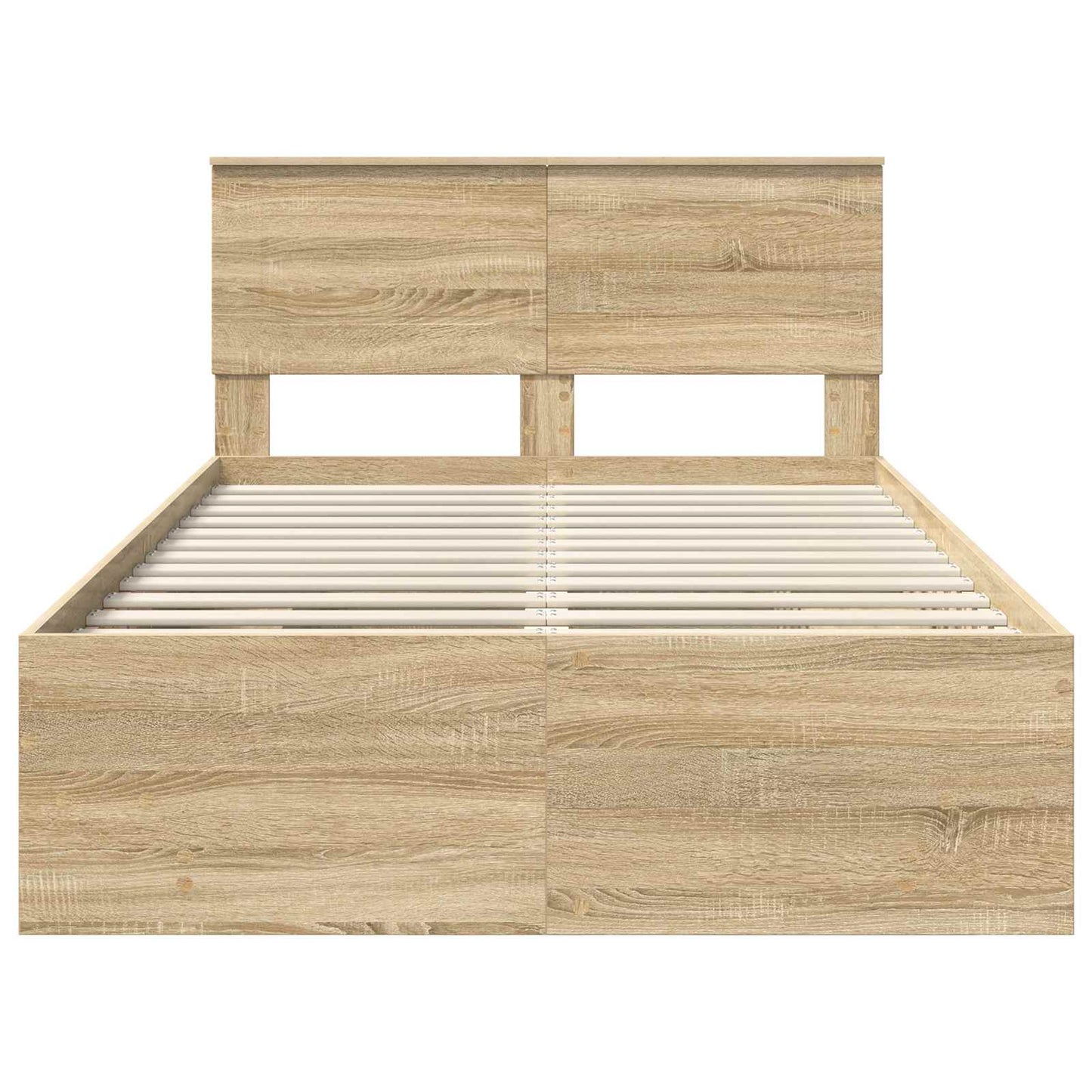 Bedframe met hoofdeinde Sonoma Eiken 137 x 203 cm Bewerkt hout is nu te koop bij PeponiXL, paradijselijk wonen!