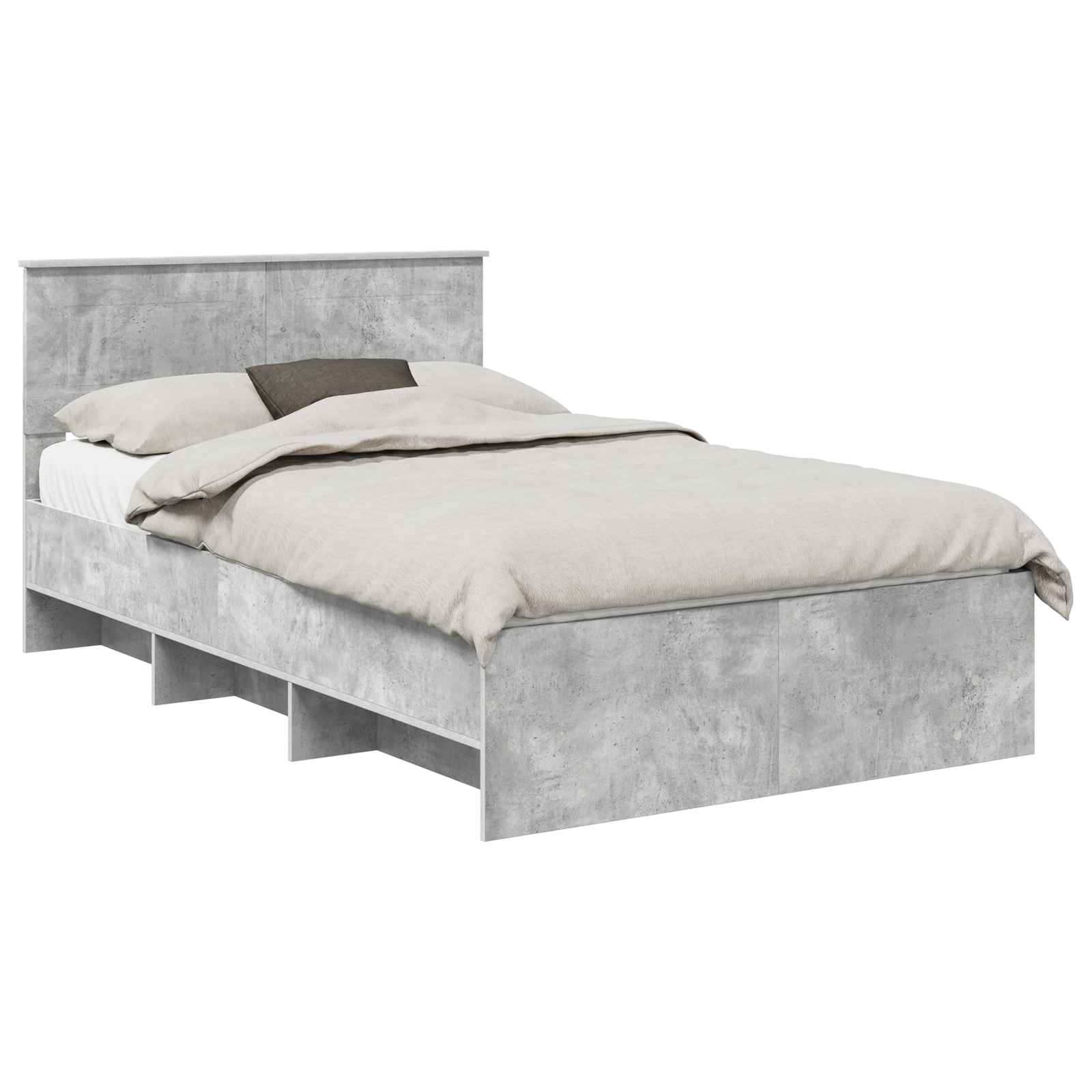 Bedframe met hoofdeinde Beton Grijs 137 x 203 cm Bewerkt hout is nu te koop bij PeponiXL, paradijselijk wonen!