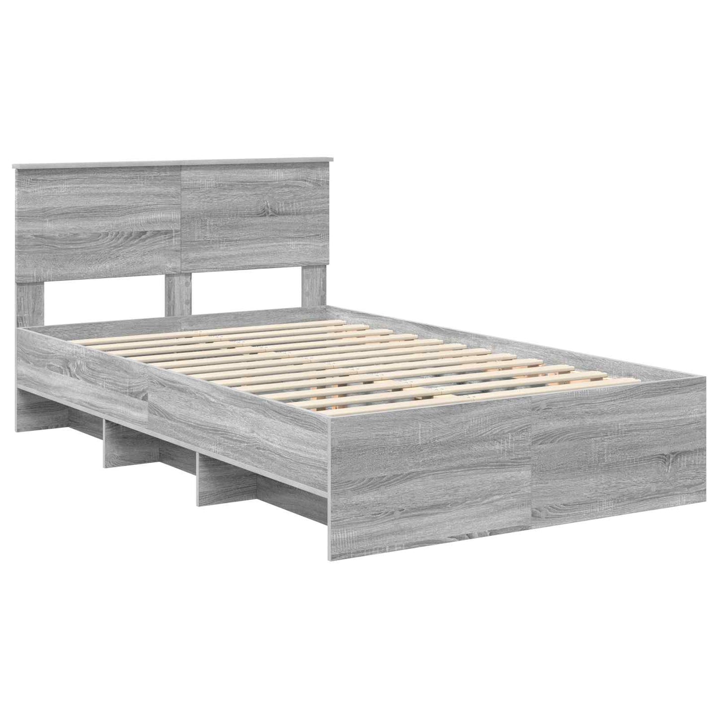 Bedframe met hoofdeinde Grijs Sonoma 137 x 203 cm Bewerkt hout is nu te koop bij PeponiXL, paradijselijk wonen!