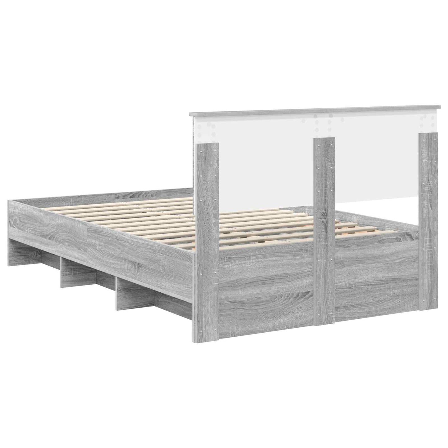 Bedframe met hoofdeinde Grijs Sonoma 137 x 203 cm Bewerkt hout is nu te koop bij PeponiXL, paradijselijk wonen!
