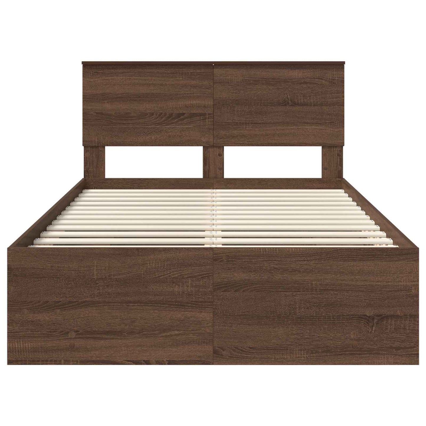 Bedframe met hoofdeinde Bruin Eiken 137 x 203 cm Bewerkt hout is nu te koop bij PeponiXL, paradijselijk wonen!