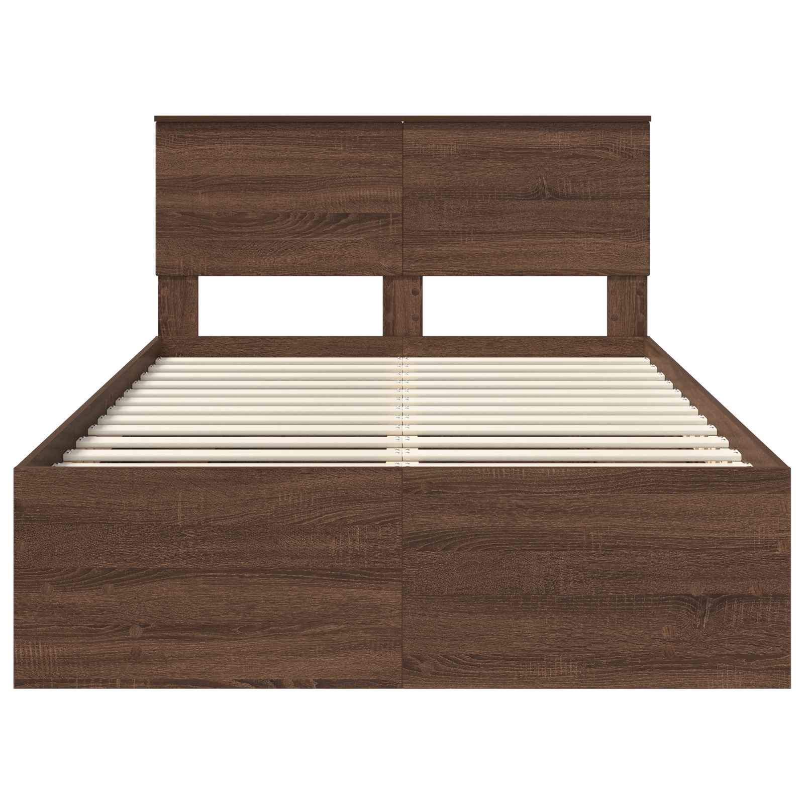 Bedframe met hoofdeinde Bruin Eiken 137 x 203 cm Bewerkt hout is nu te koop bij PeponiXL, paradijselijk wonen!