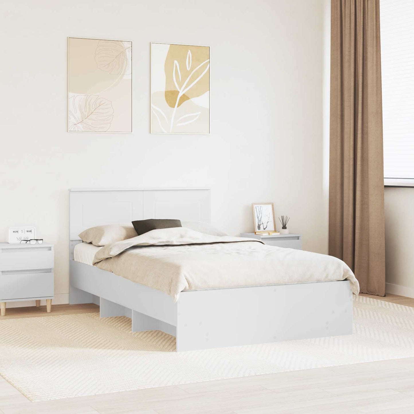 Bedframe met hoofdeinde Wit 120 x 123 cm Bewerkt hout is nu te koop bij PeponiXL, paradijselijk wonen!