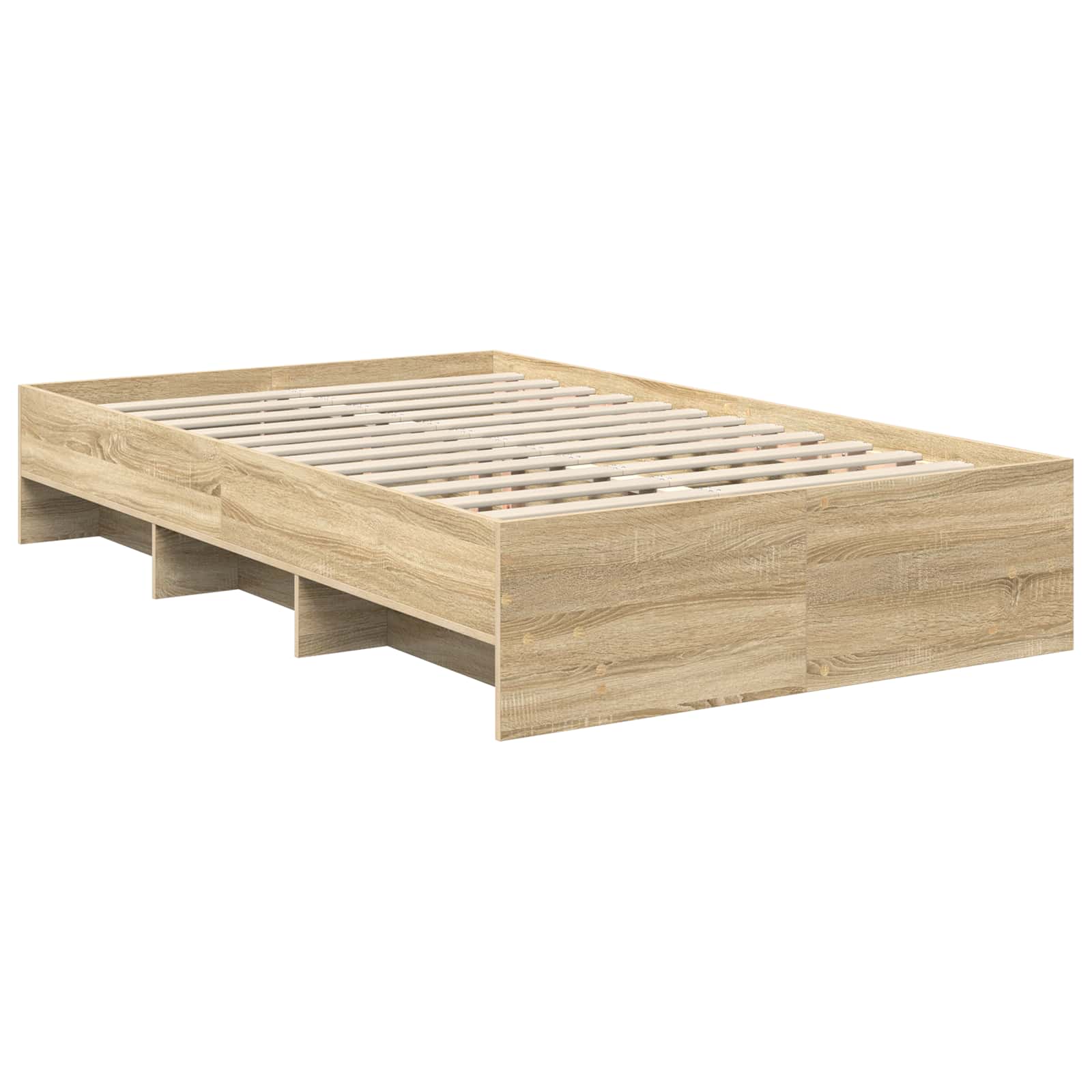 Bedframe met hoofdeinde Sonoma Eiken 120 x 123 cm Bewerkt hout is nu te koop bij PeponiXL, paradijselijk wonen!