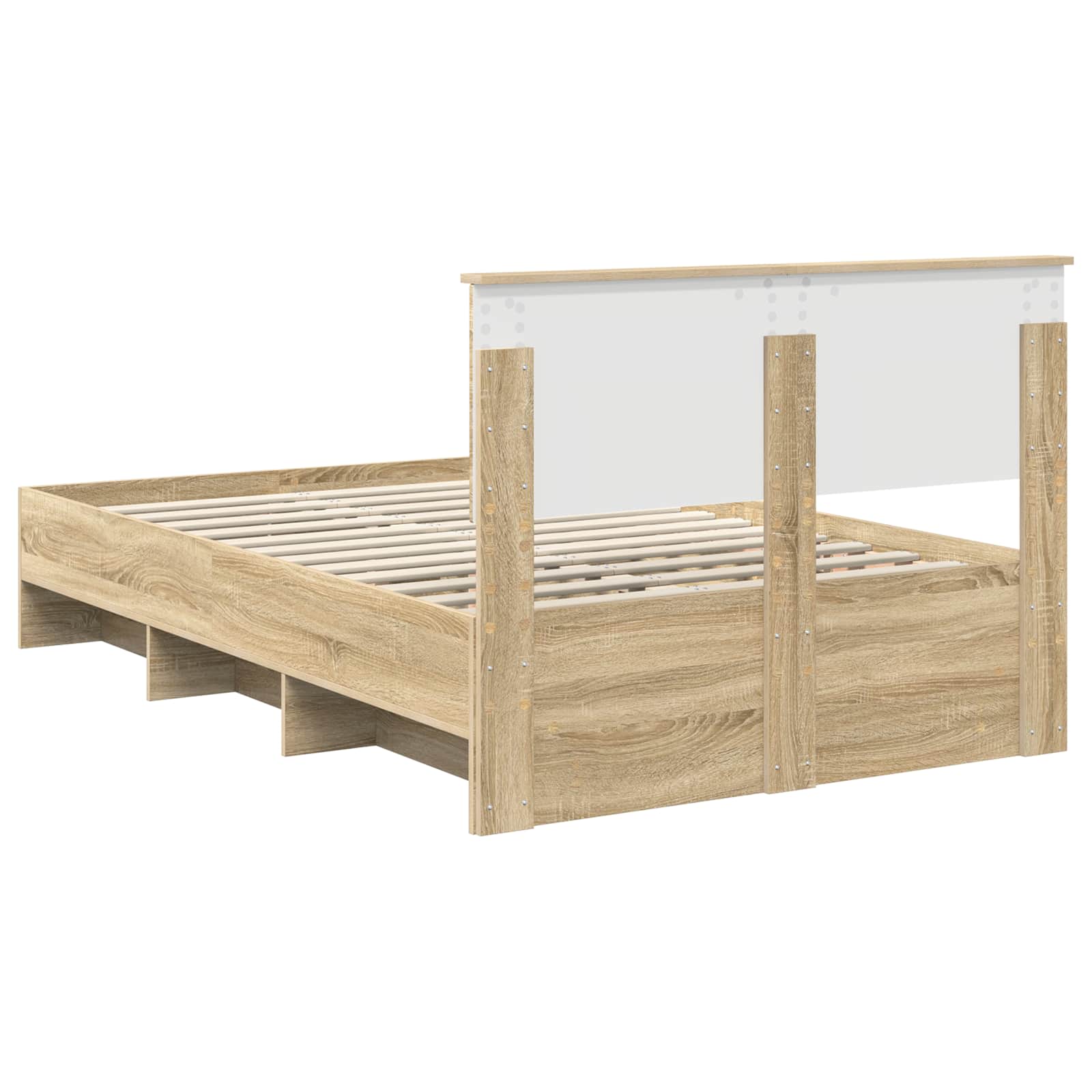 Bedframe met hoofdeinde Sonoma Eiken 120 x 123 cm Bewerkt hout is nu te koop bij PeponiXL, paradijselijk wonen!