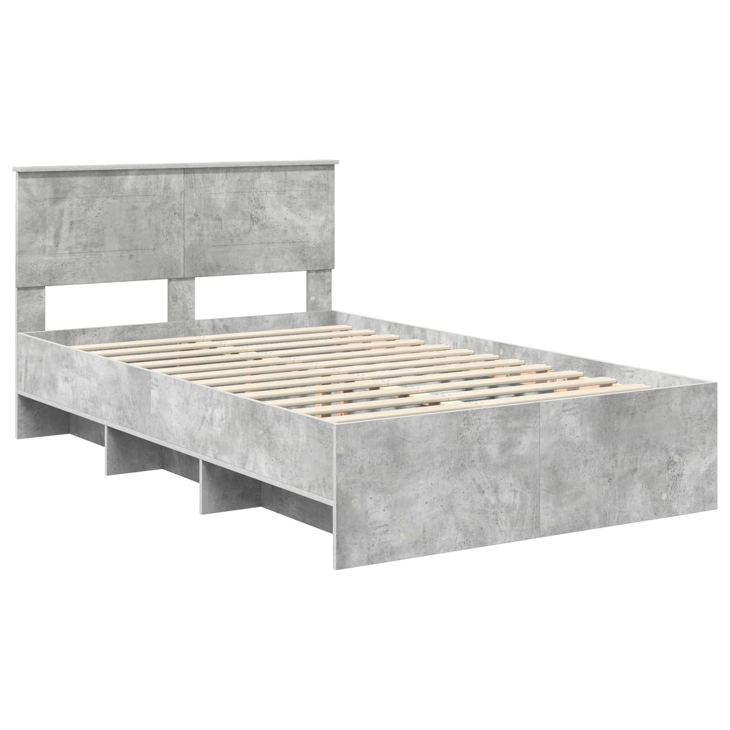 Bedframe met hoofdeinde Beton Grijs 120 x 123 cm Bewerkt hout is nu te koop bij PeponiXL, paradijselijk wonen!