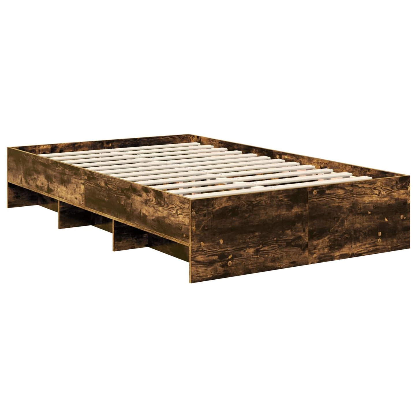 Bedframe met hoofdeinde Gerookt eiken 120 x 123 cm Bewerkt hout is nu te koop bij PeponiXL, paradijselijk wonen!