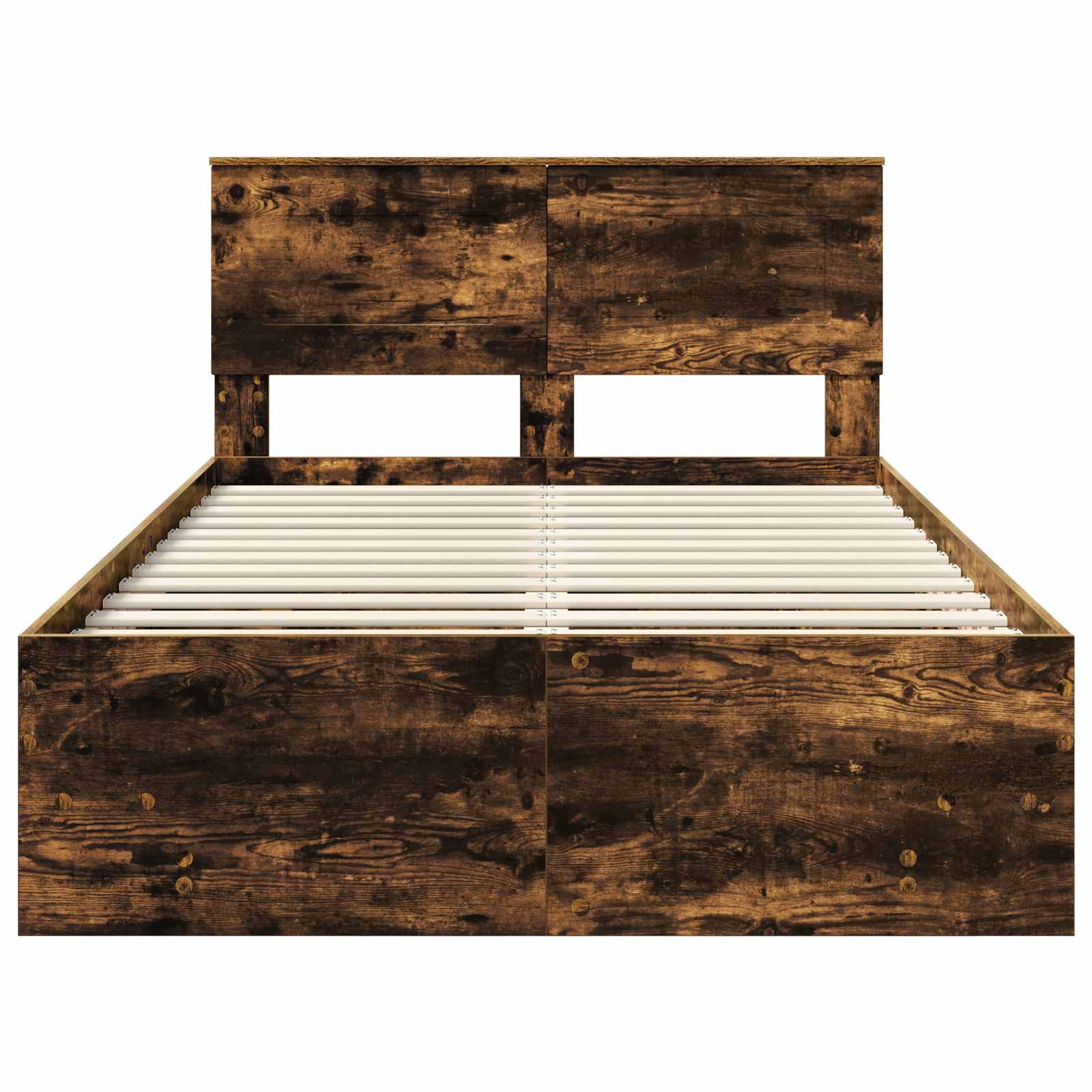 Bedframe met hoofdeinde Gerookt eiken 120 x 123 cm Bewerkt hout is nu te koop bij PeponiXL, paradijselijk wonen!